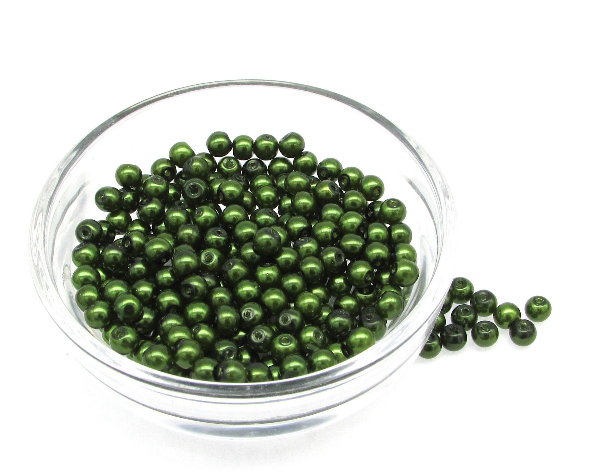 4mm Opaque Green Glass Pearls 20g