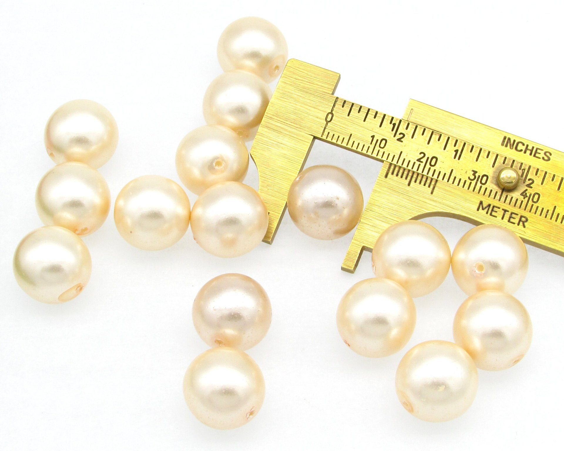 Peach Round Faux Pearl Mix, Coated Czech Glass Beads
