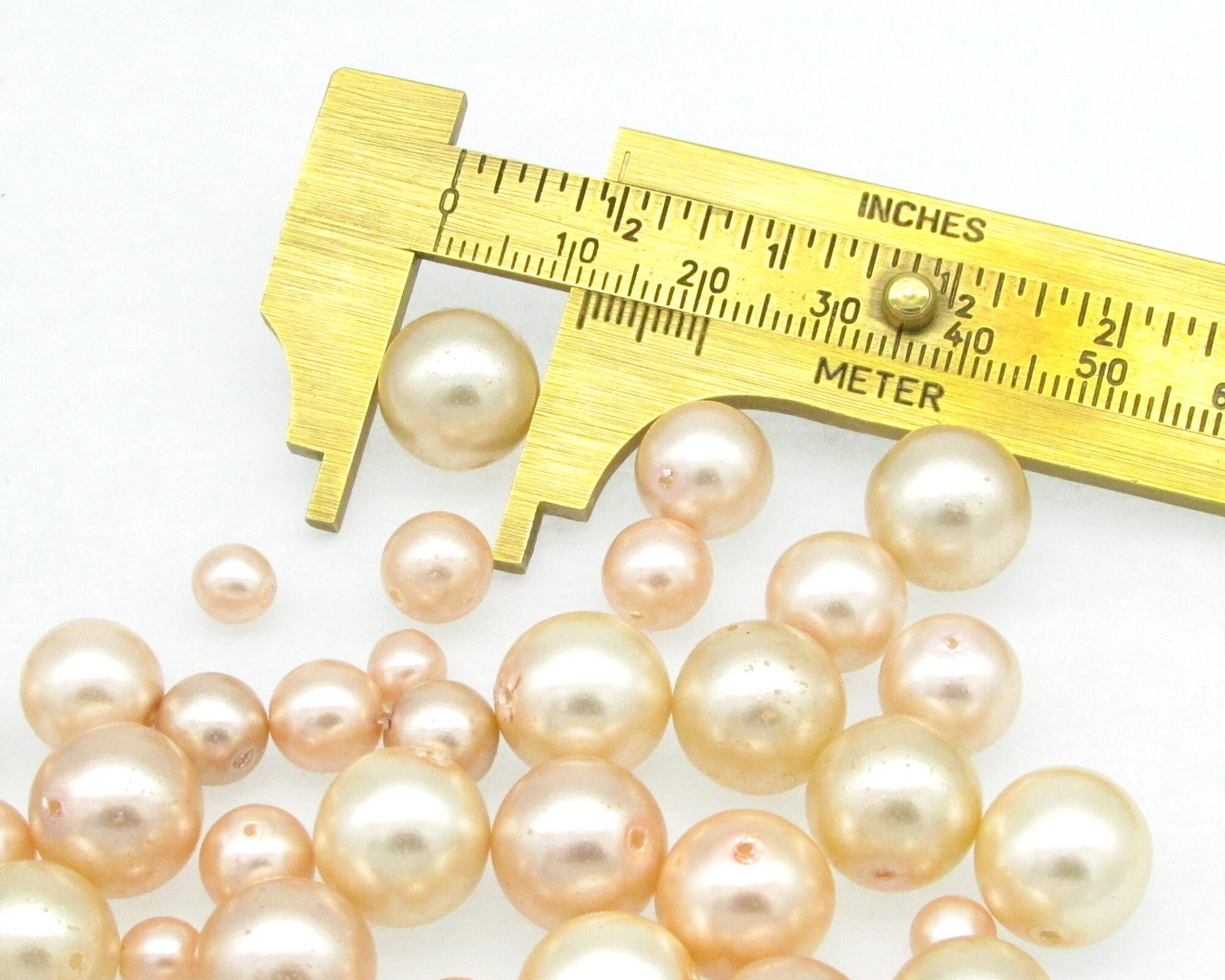 Peach Round Faux Pearl Mix, Coated Czech Glass Beads