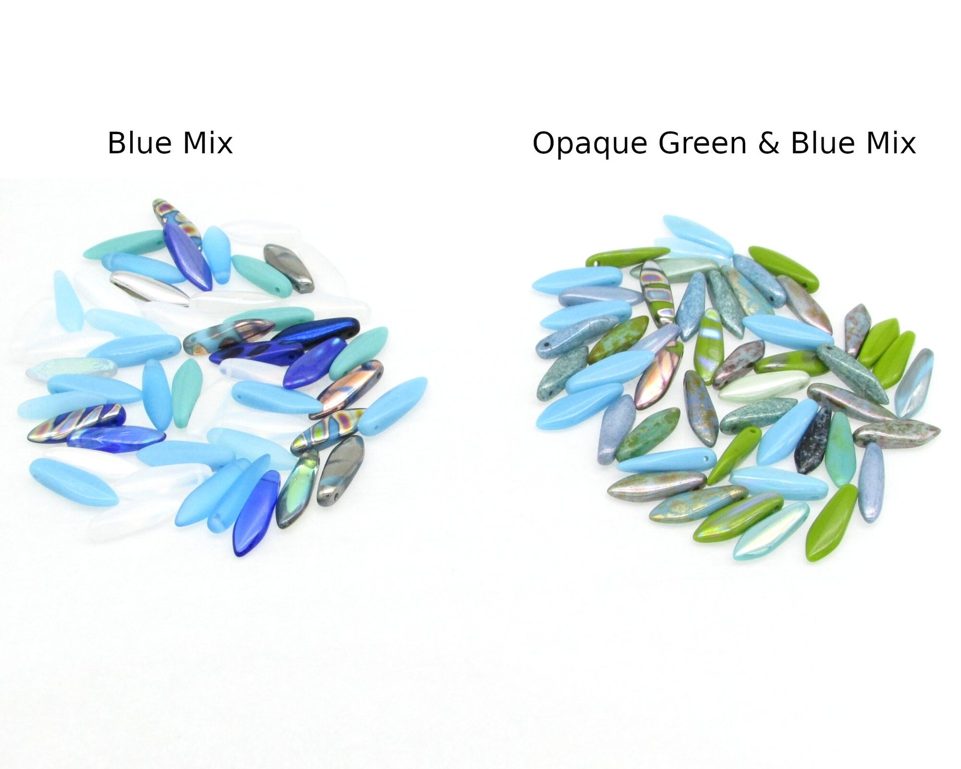 5x16mm Dagger Beads,  Narrow Czech Glass Drops in Assorted Colors and Mixes (50)