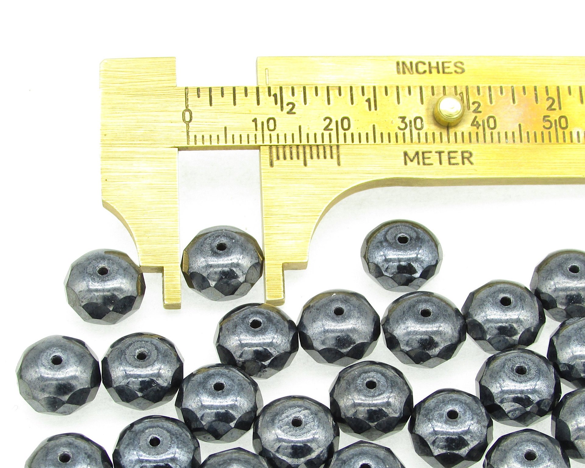7x10mm Rondelle Faceted, Hematite Dark Gray (30)