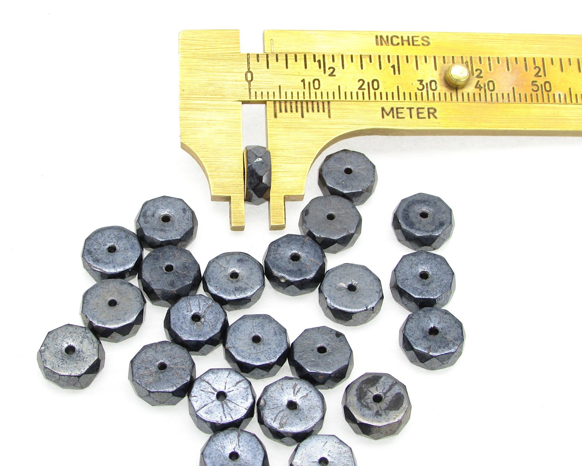 4x10mm Flat Rondelle Faceted Czech Glass, Hematite Gray (23)