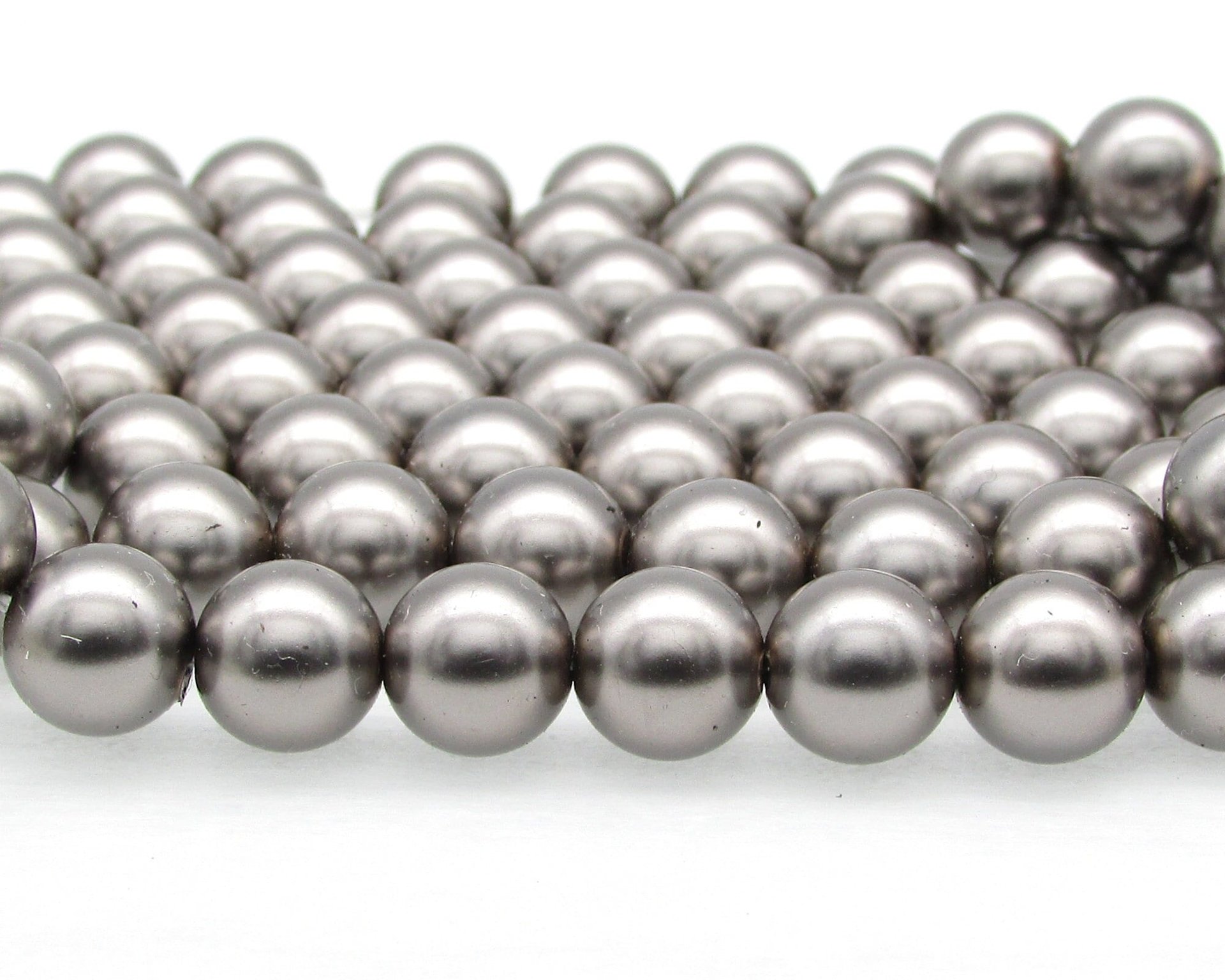 Preciosa Crystal 6mm 8mm Round Dark Gray Nacre Pearls (25)