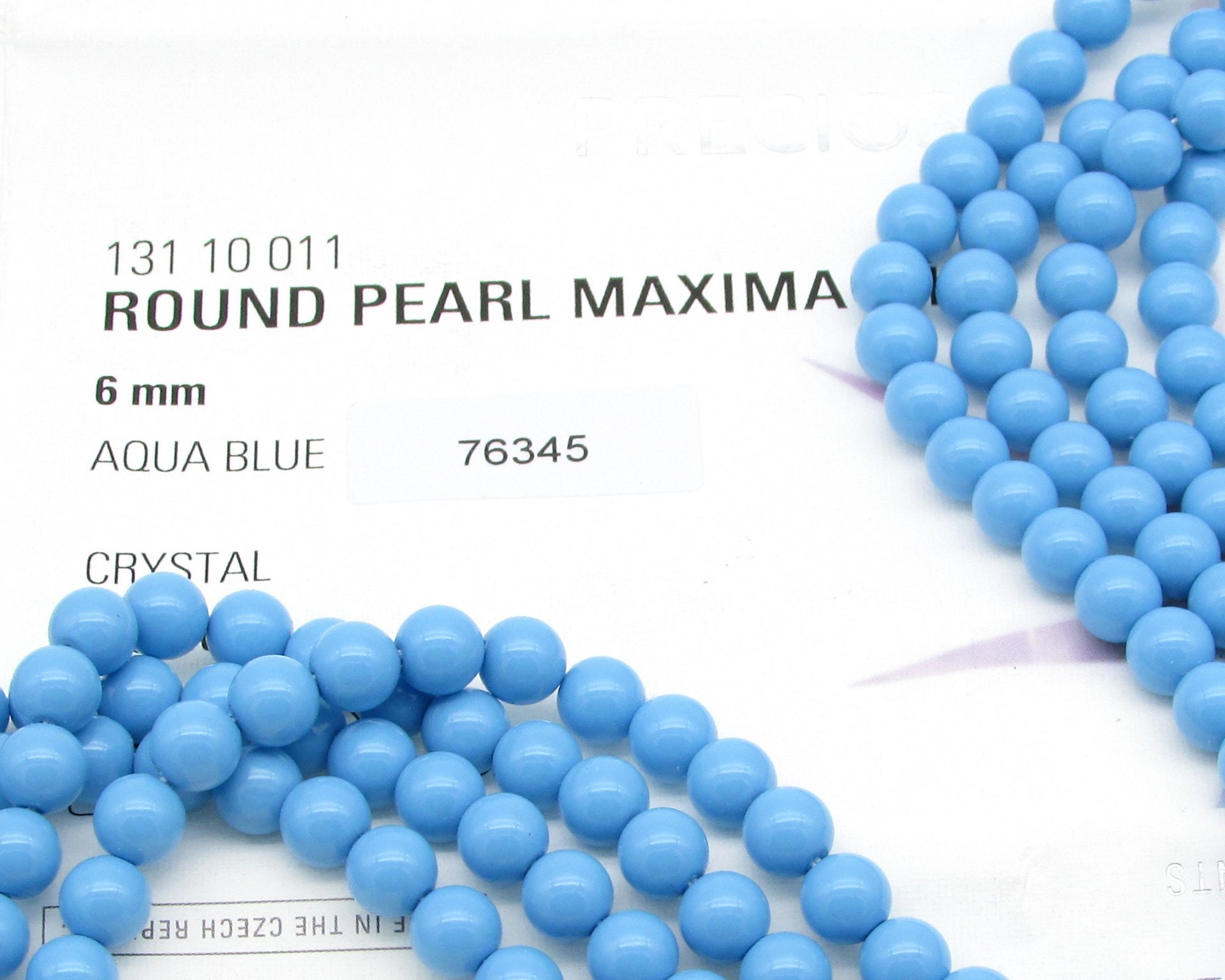 Opaque Aqua Preciosa Crystal Nacre Pearls, 6mm 8mm Round (25)