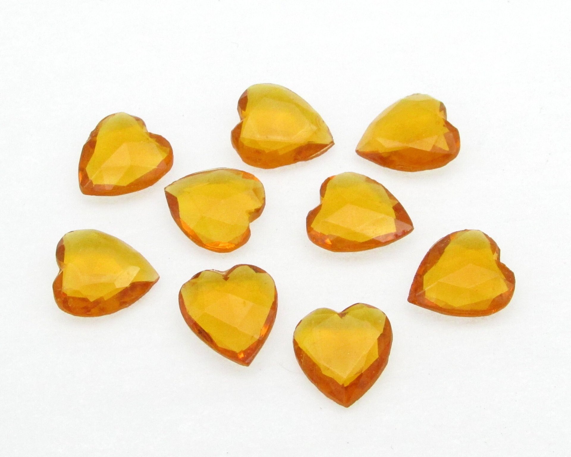 12mm Topaz Heart Rhinestone with Pointed Back, Vintage Glass Stones (9)