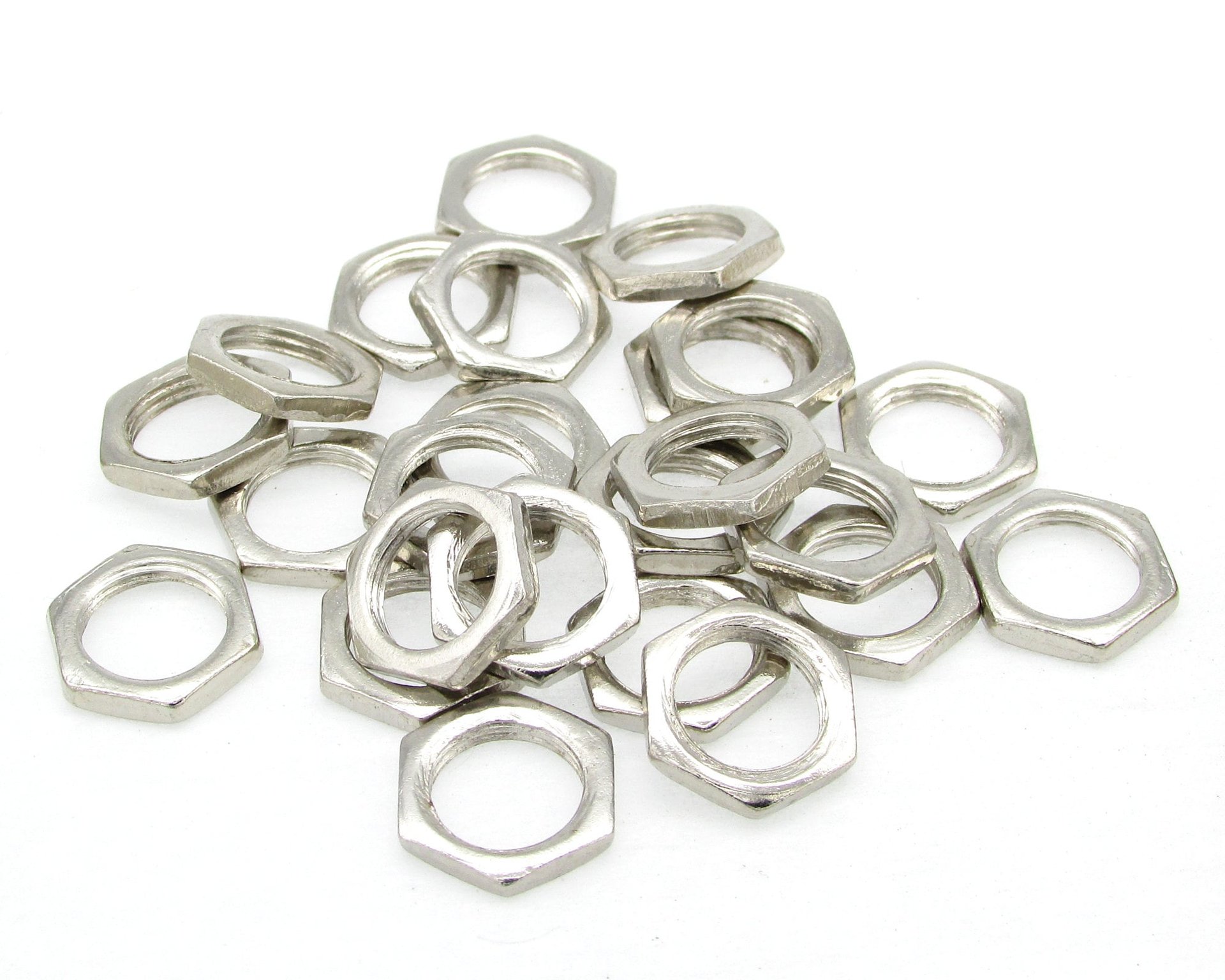 12mm Hex Nuts, Large Hole Hexagon Washer, Silvertone Metal Spacer (24)