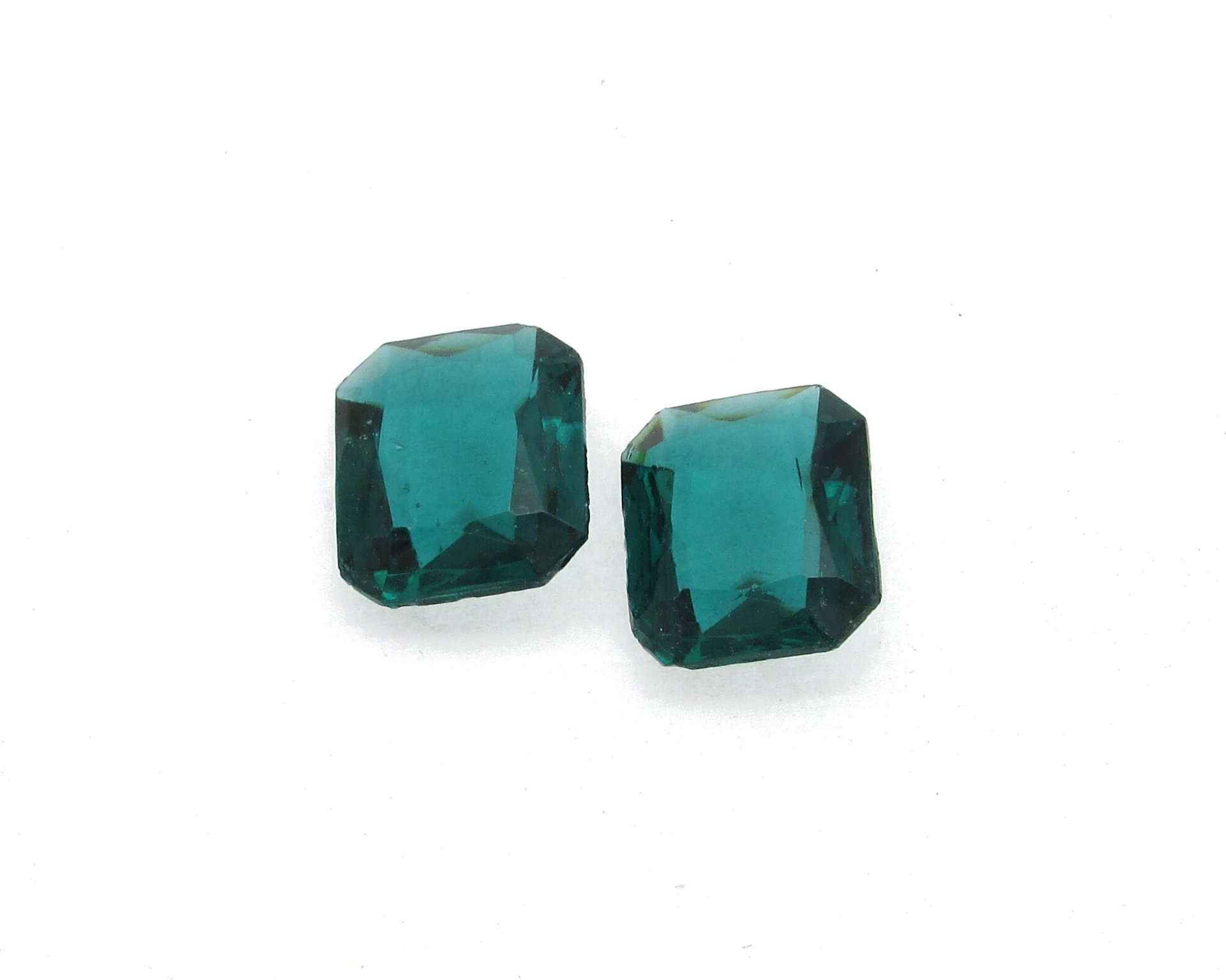 Vintage 14x12mm Octagon Baguette Rhinestones, Unfoiled Green Glass Point Back Gems