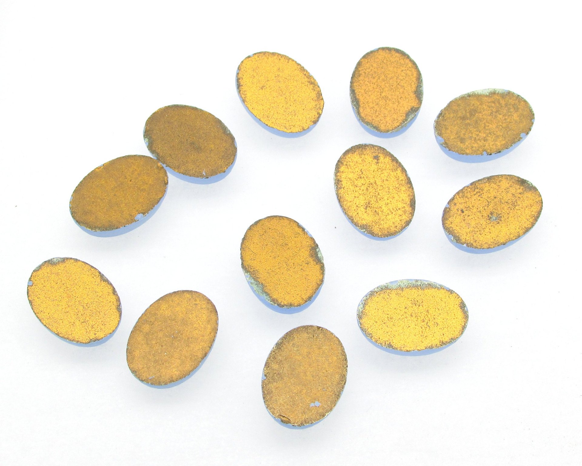 Vintage 14x10mm Oval Cabochons, Frosted Light Sapphire Glass Stones