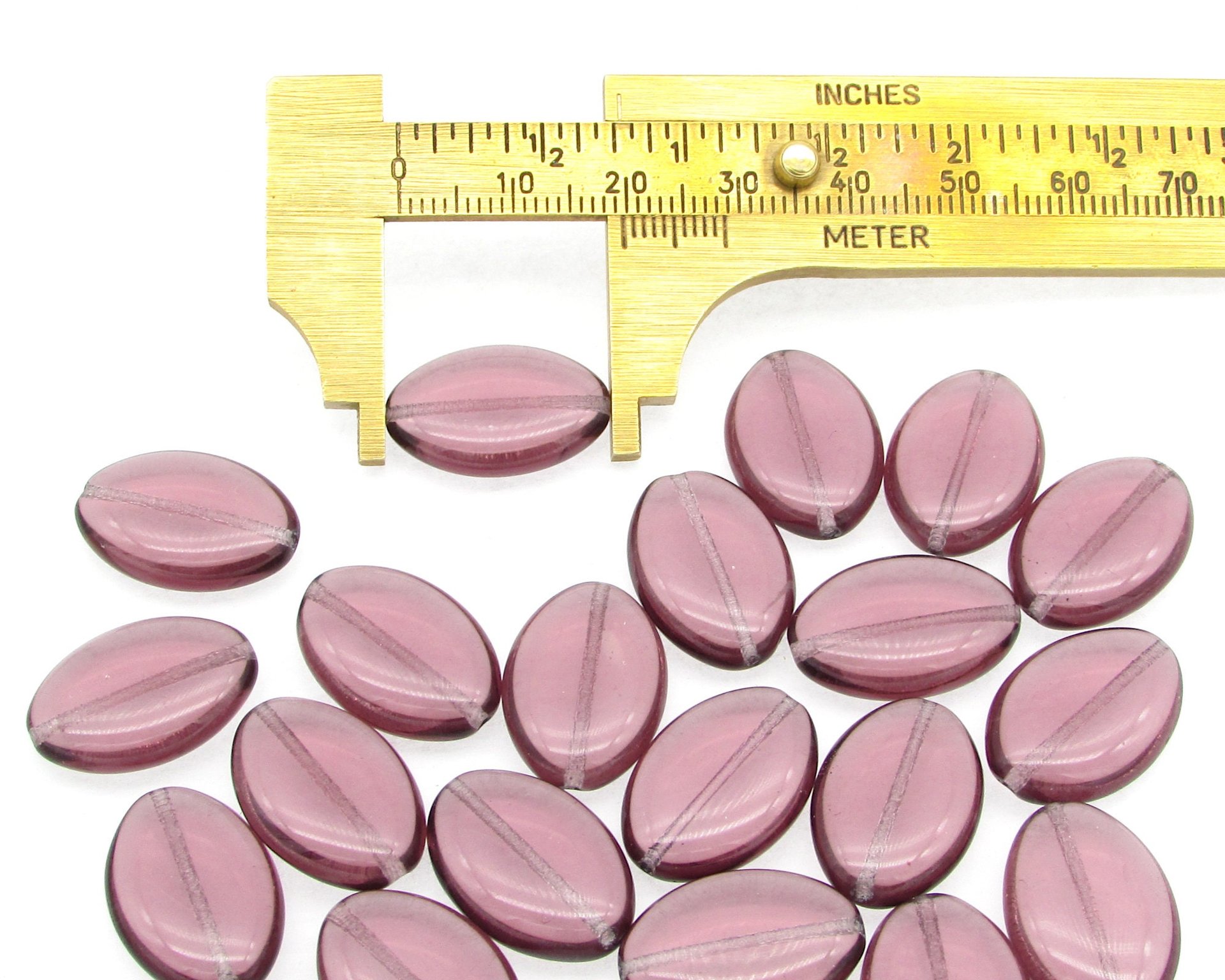 19.5mm Flat Ovals, Translucent Amethyst Czech Glass (20)