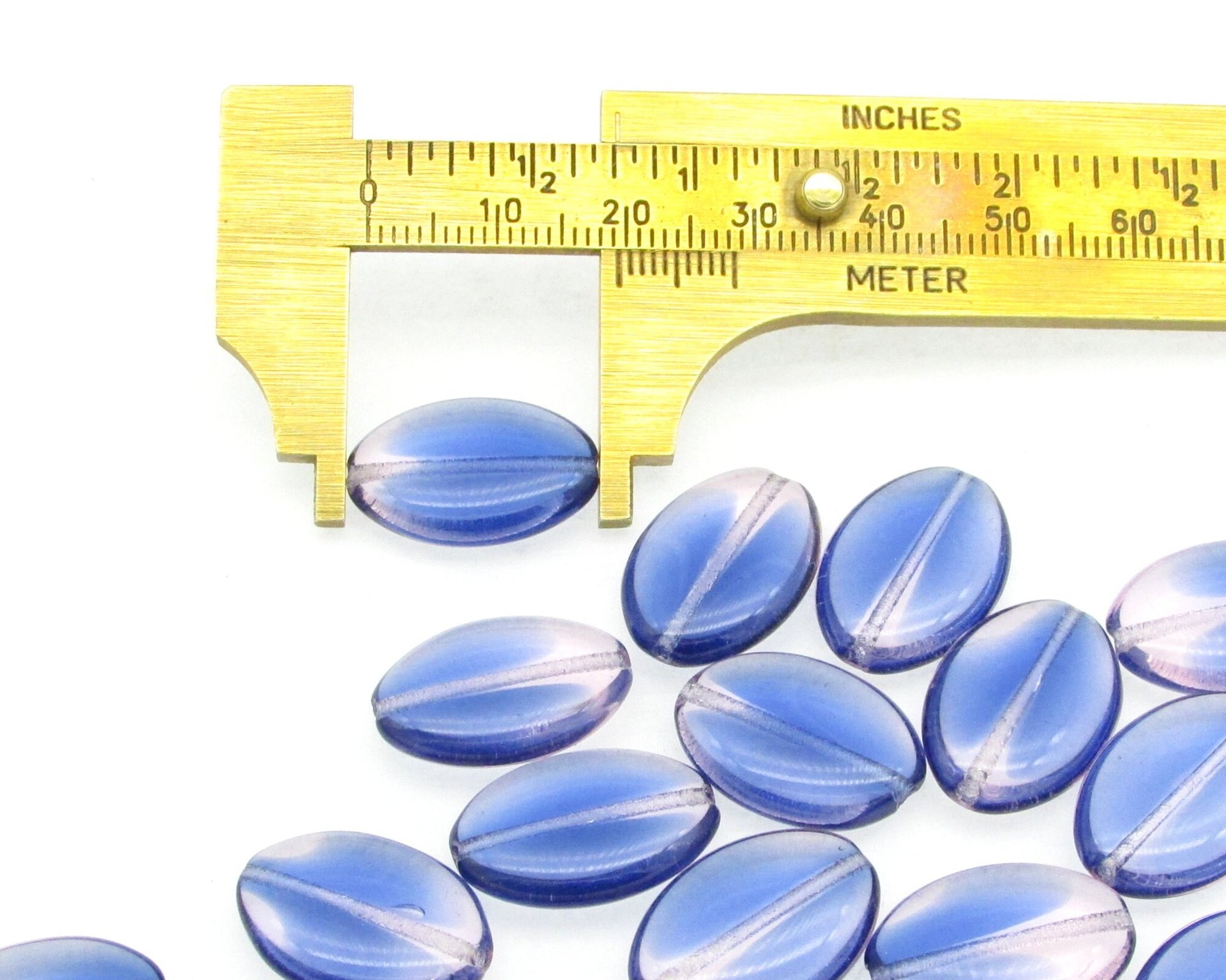 19.5mm Flat Oval Beads, 2-Tone Sapphire and Rosaline