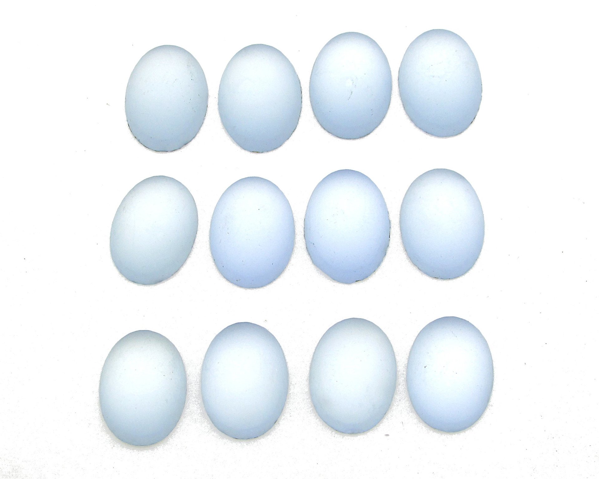 Vintage 14x10mm Oval Cabochons, Frosted Light Sapphire Glass Stones