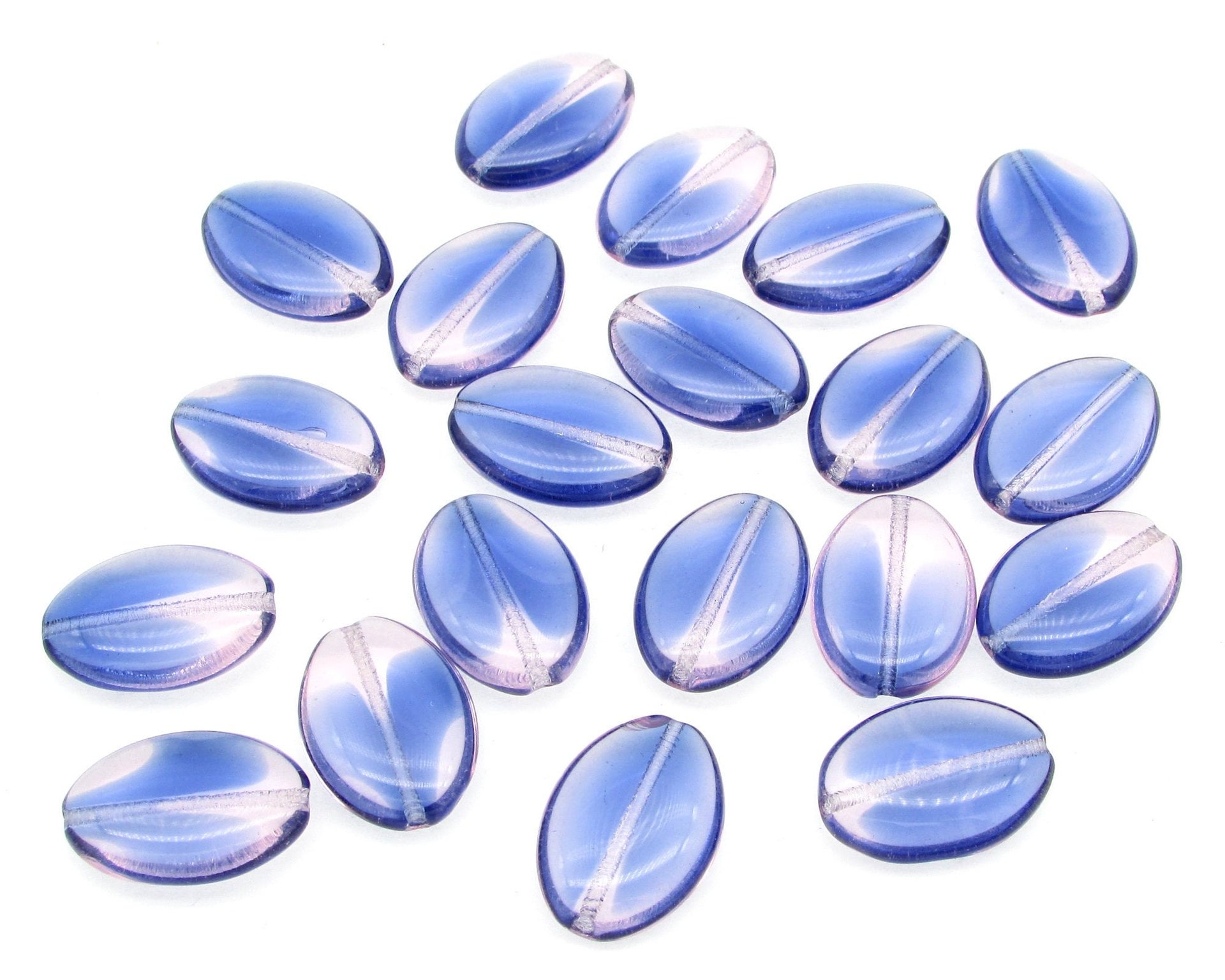 19.5mm Flat Oval Beads, 2-Tone Sapphire and Rosaline