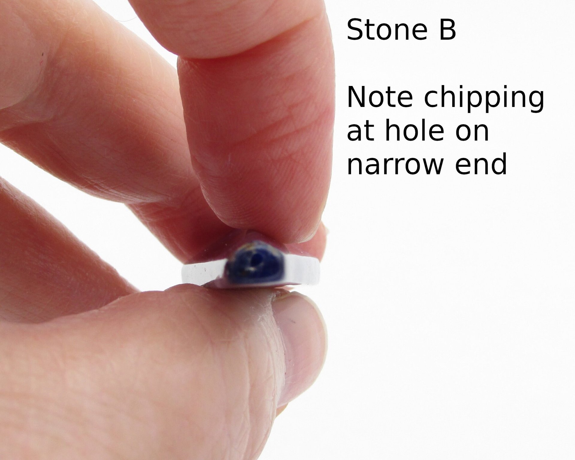 Long Tetrahedral Cabochon, Half-Drilled Triangle, 21.45ct Natural Sodalite