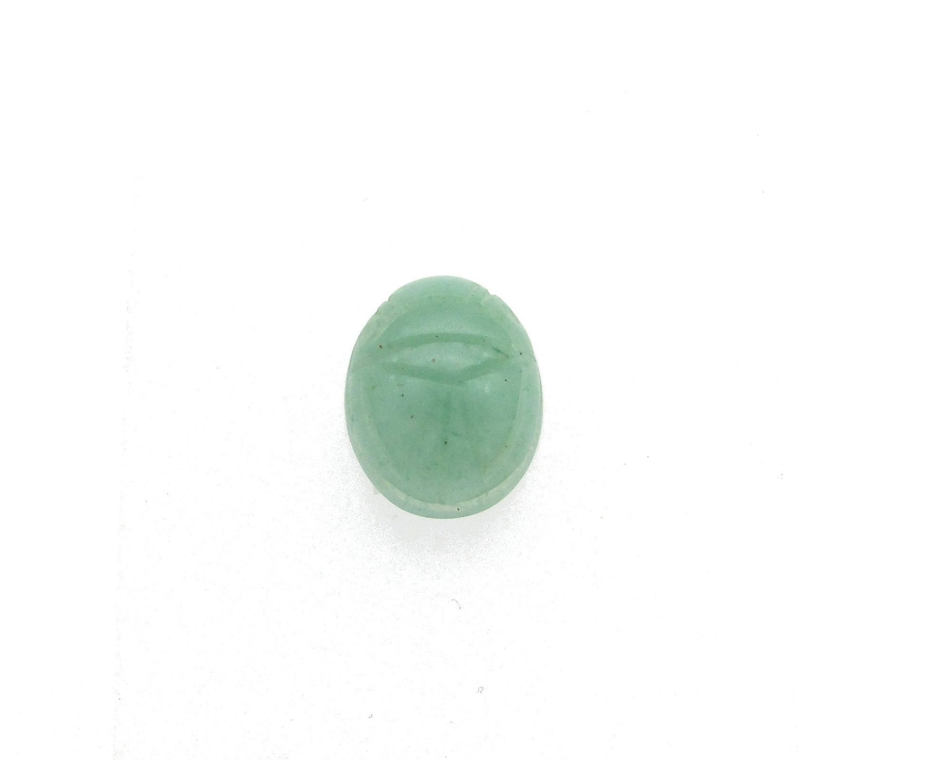 Nephrite Jade Oval Cabochon, Carved Scarab 16x12x5.3mm 6.9ct