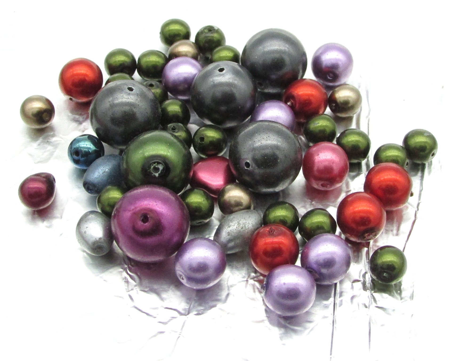 Dark Czech Glass Faux Pearl Mix