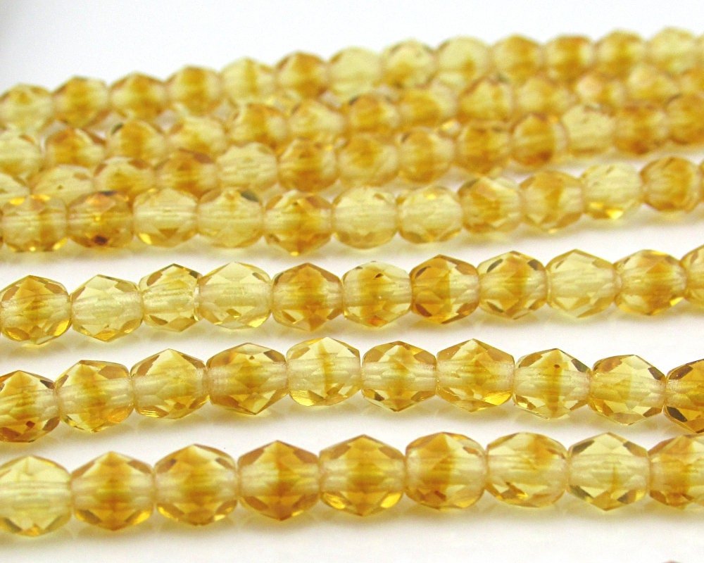 Small Faceted Beads, 2-Tone Brown Czech Glass Fire Polished Rounds