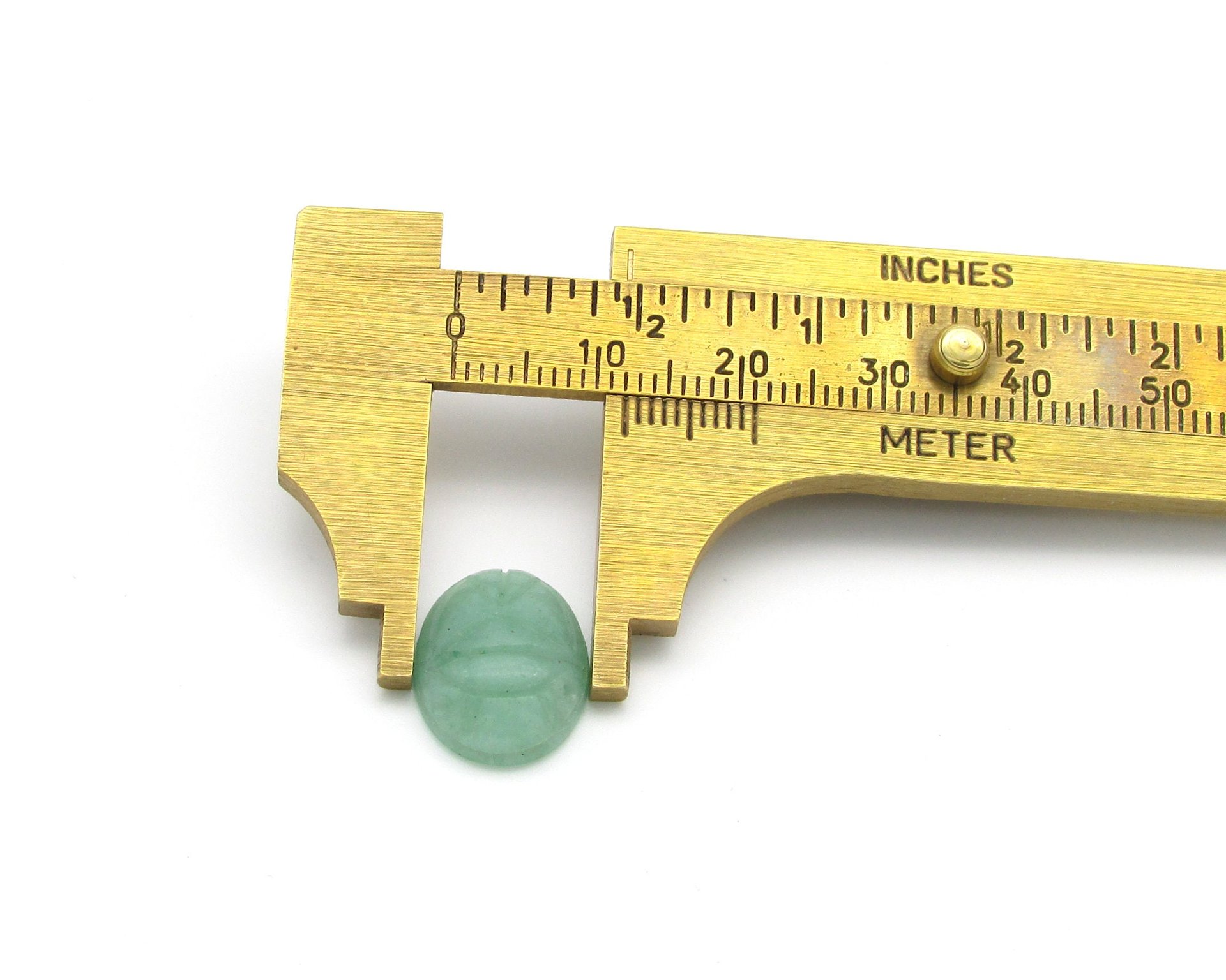 Nephrite Jade Oval Cabochon, Carved Scarab 16x12x5.3mm 6.9ct