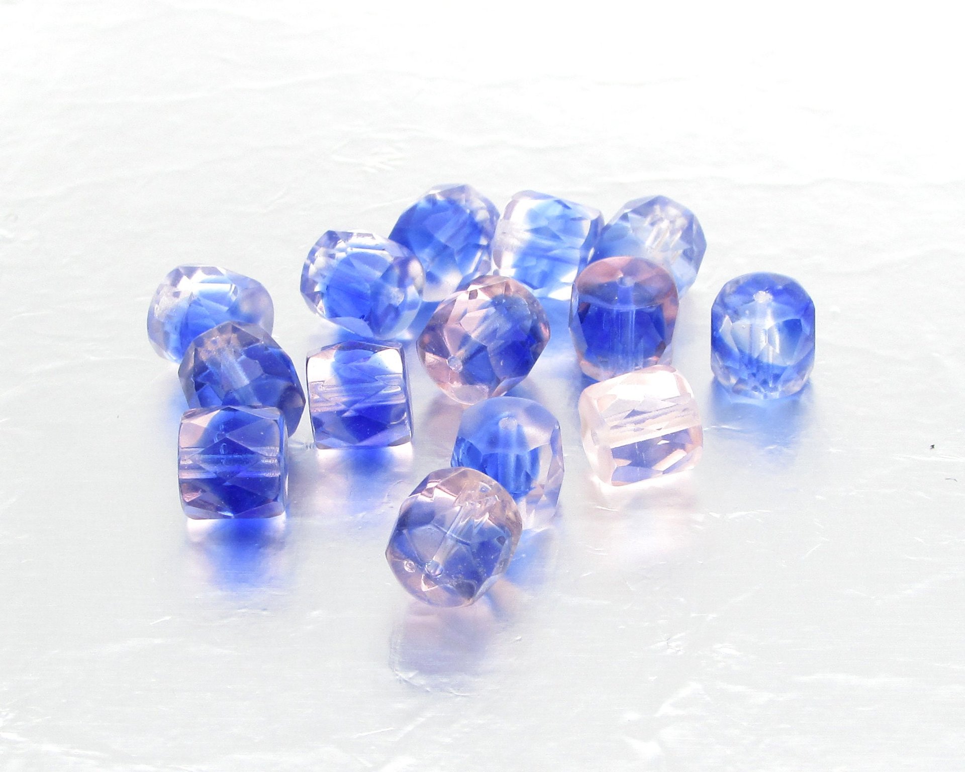 7mm 2-Tone Blue Faceted Barrels (14)