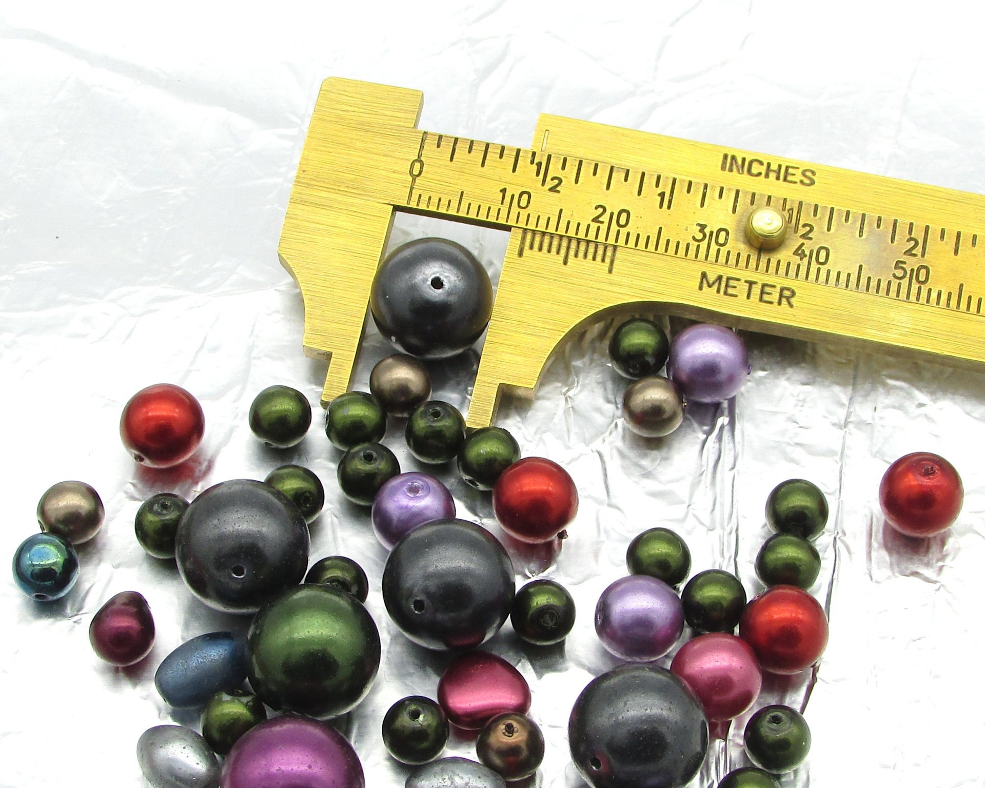 Dark Czech Glass Faux Pearl Mix