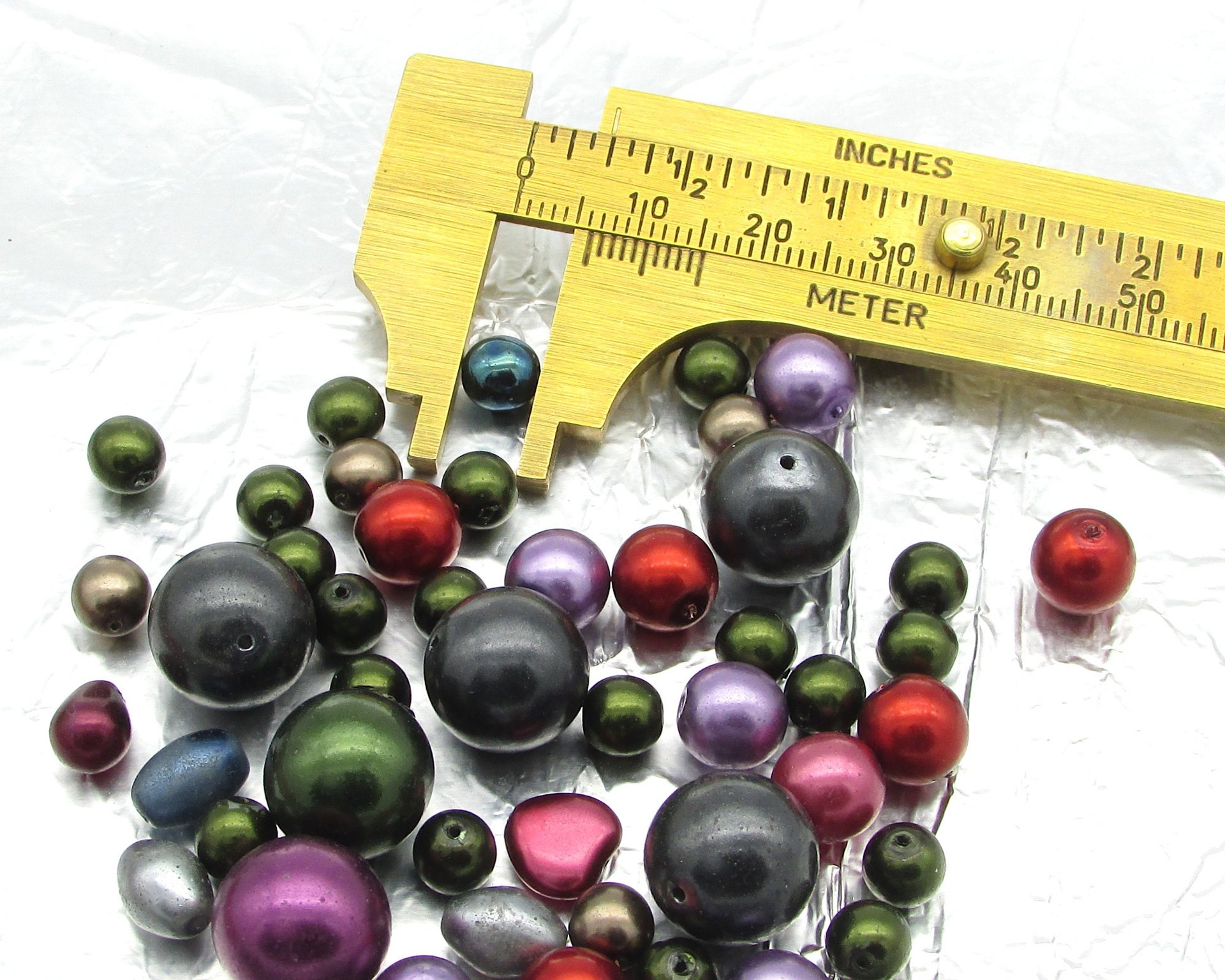 Dark Czech Glass Faux Pearl Mix