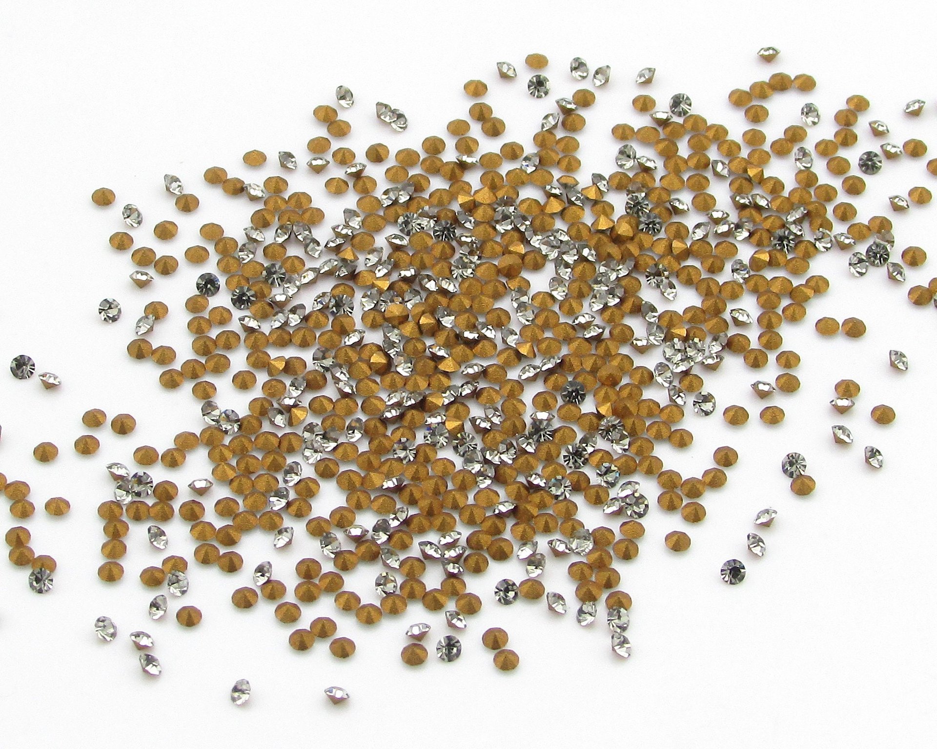 Tiny 3.5ss Black Diamond Foiled Rhinestones, 1.5mm Preciosa Chatons