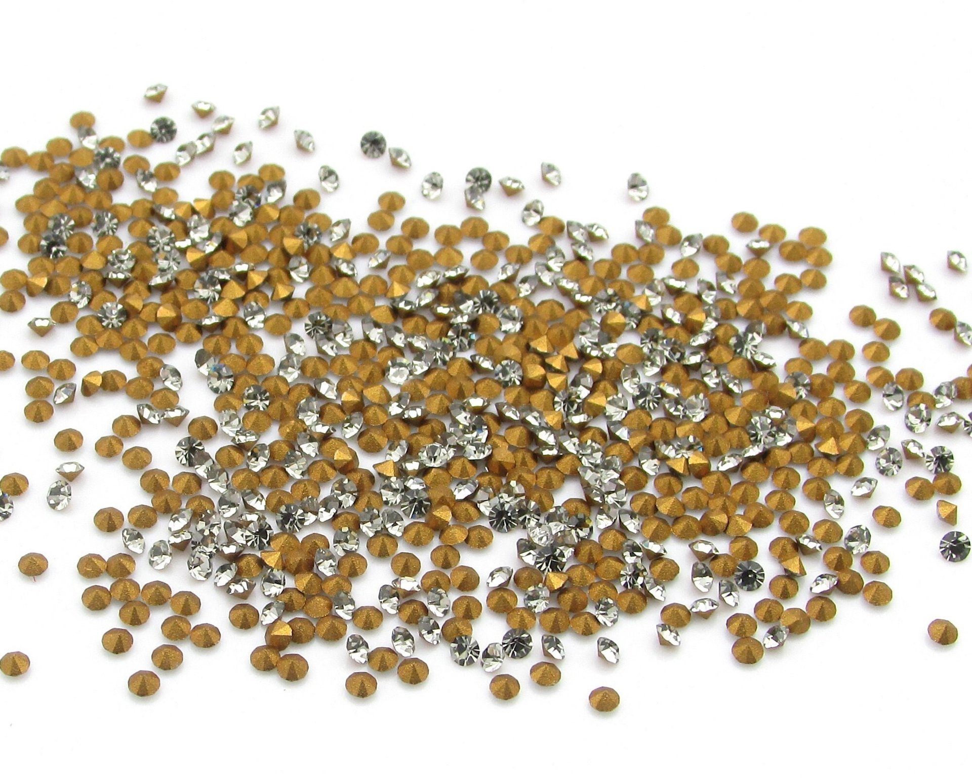 Tiny 3.5ss Black Diamond Foiled Rhinestones, 1.5mm Preciosa Chatons