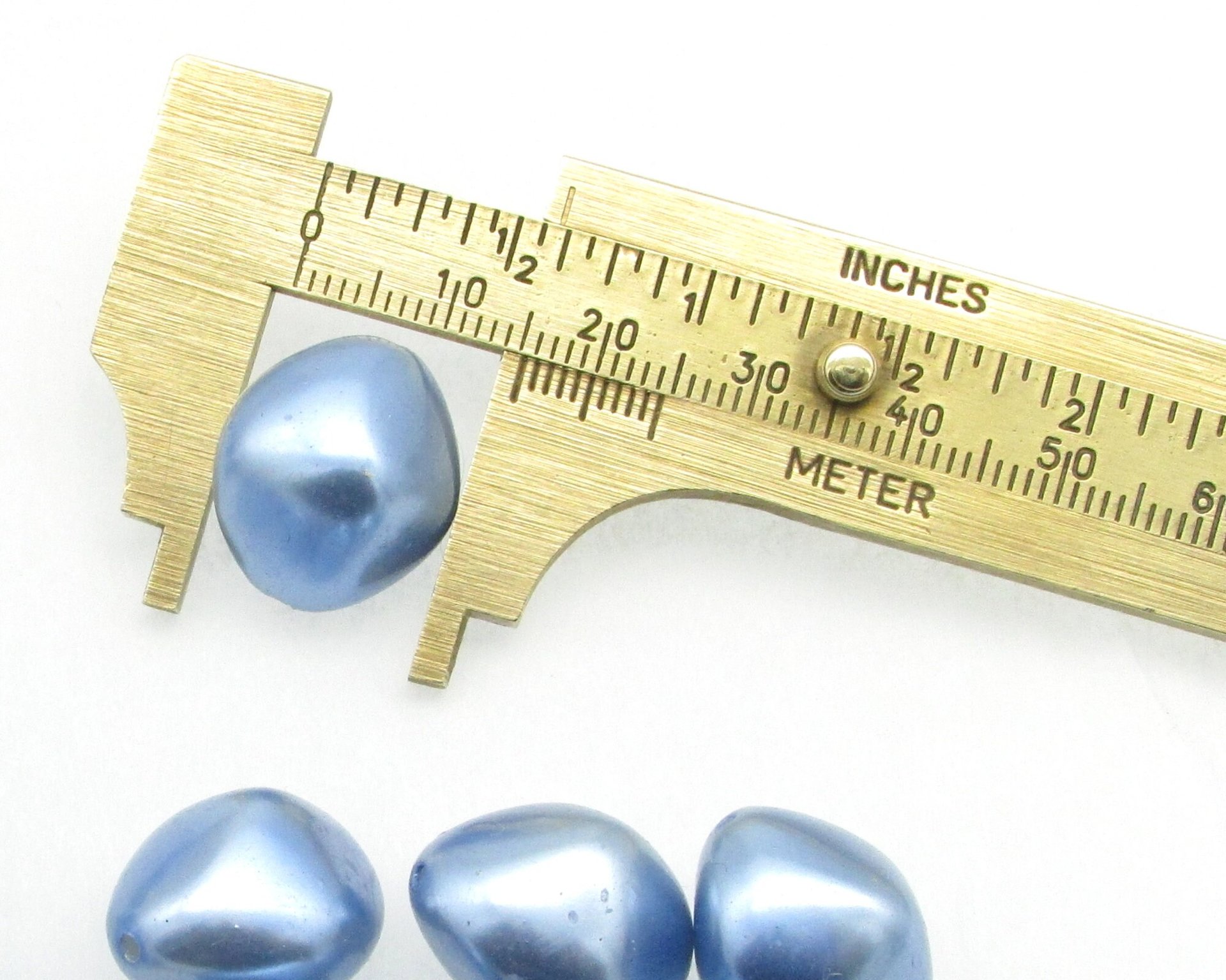 18mm Bicone Beads, Opaque Light Sapphire Blue Vintage Plastic Pearls