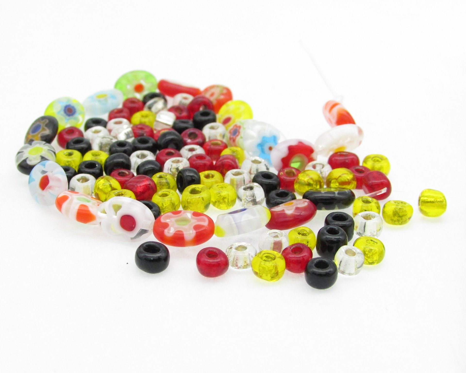 Glass Bead Mixed Lot, Flat Ovals and Seed Beads