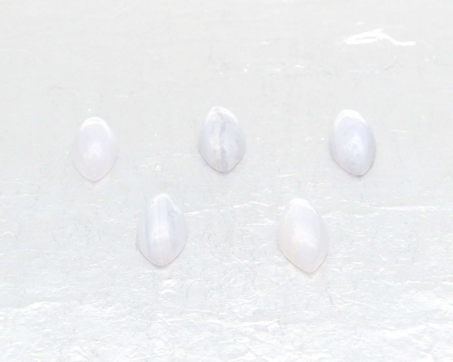 Marquise Cabochons, White Agate 10x5mm (5)
