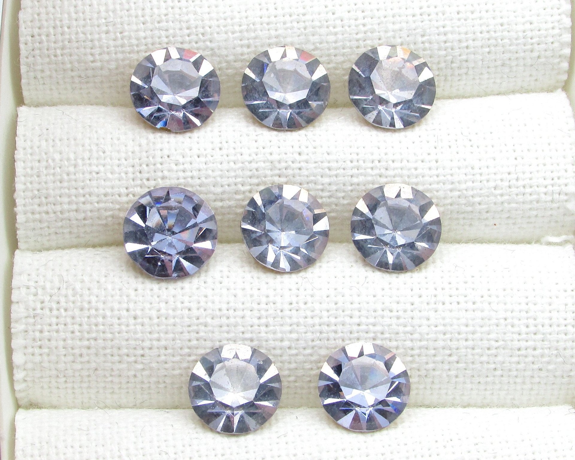 48ss Light Blue Point Back Rhinestones, Vintage Faceted Round Foiled Chatons (8)
