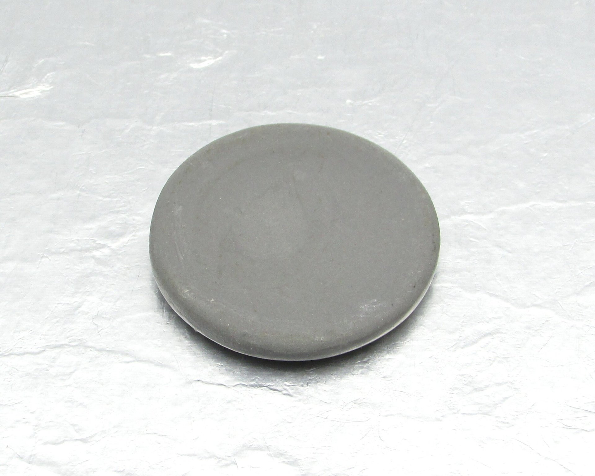 Vintage 32.5mm Porcelain Cabochon, Low Dome Opaque Gray Glazed Ceramic Blank
