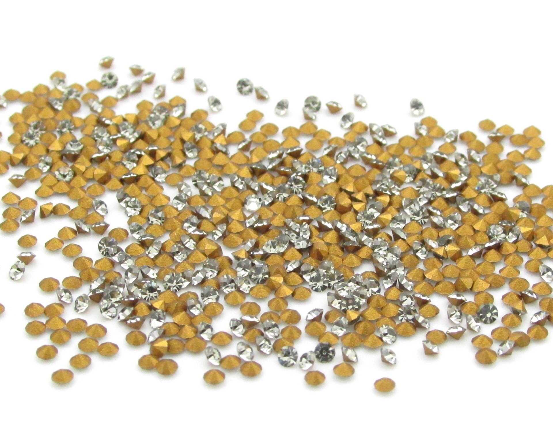Tiny 3.5ss Black Diamond Foiled Rhinestones, 1.5mm Preciosa Chatons