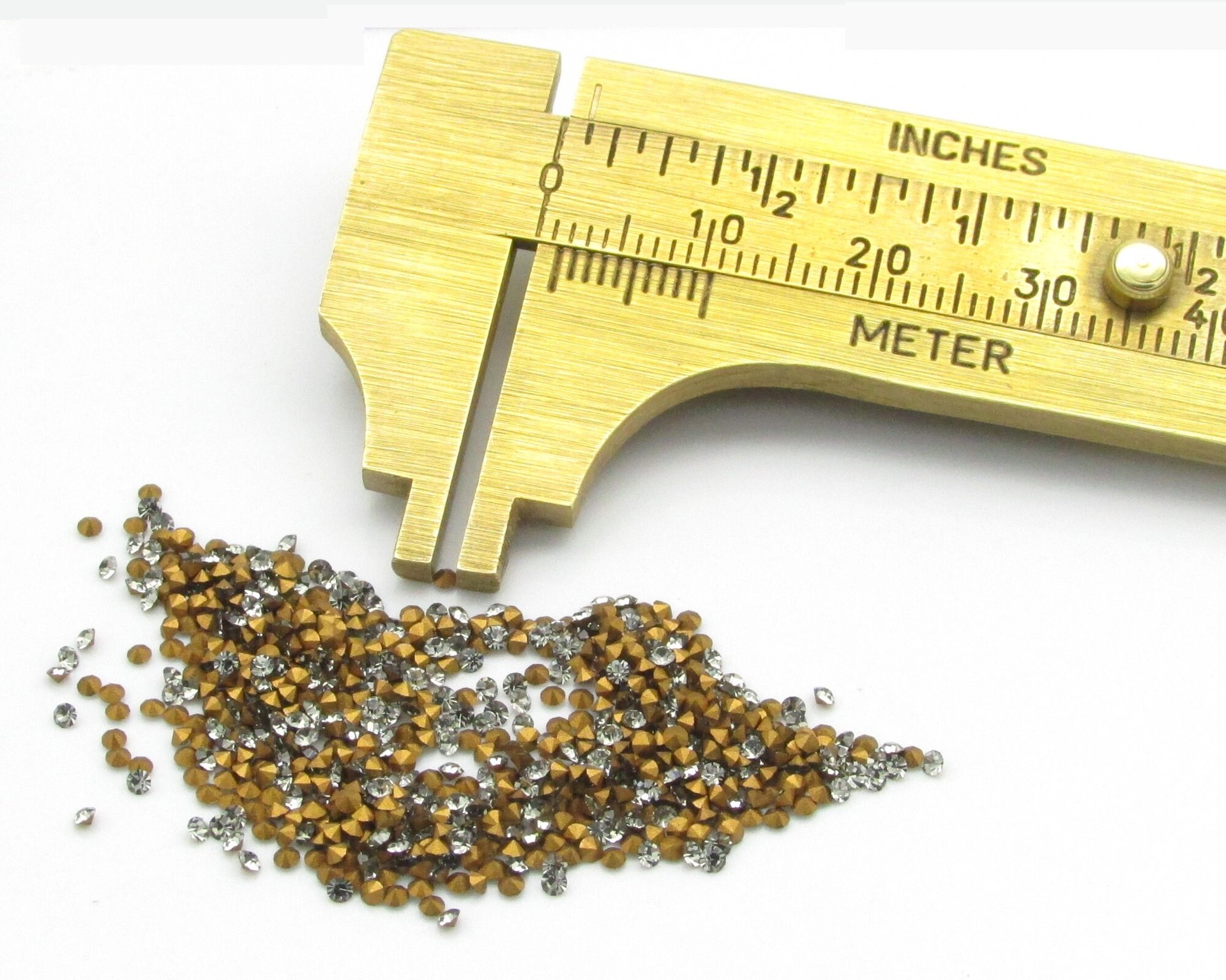 Tiny 3.5ss Black Diamond Foiled Rhinestones, 1.5mm Preciosa Chatons