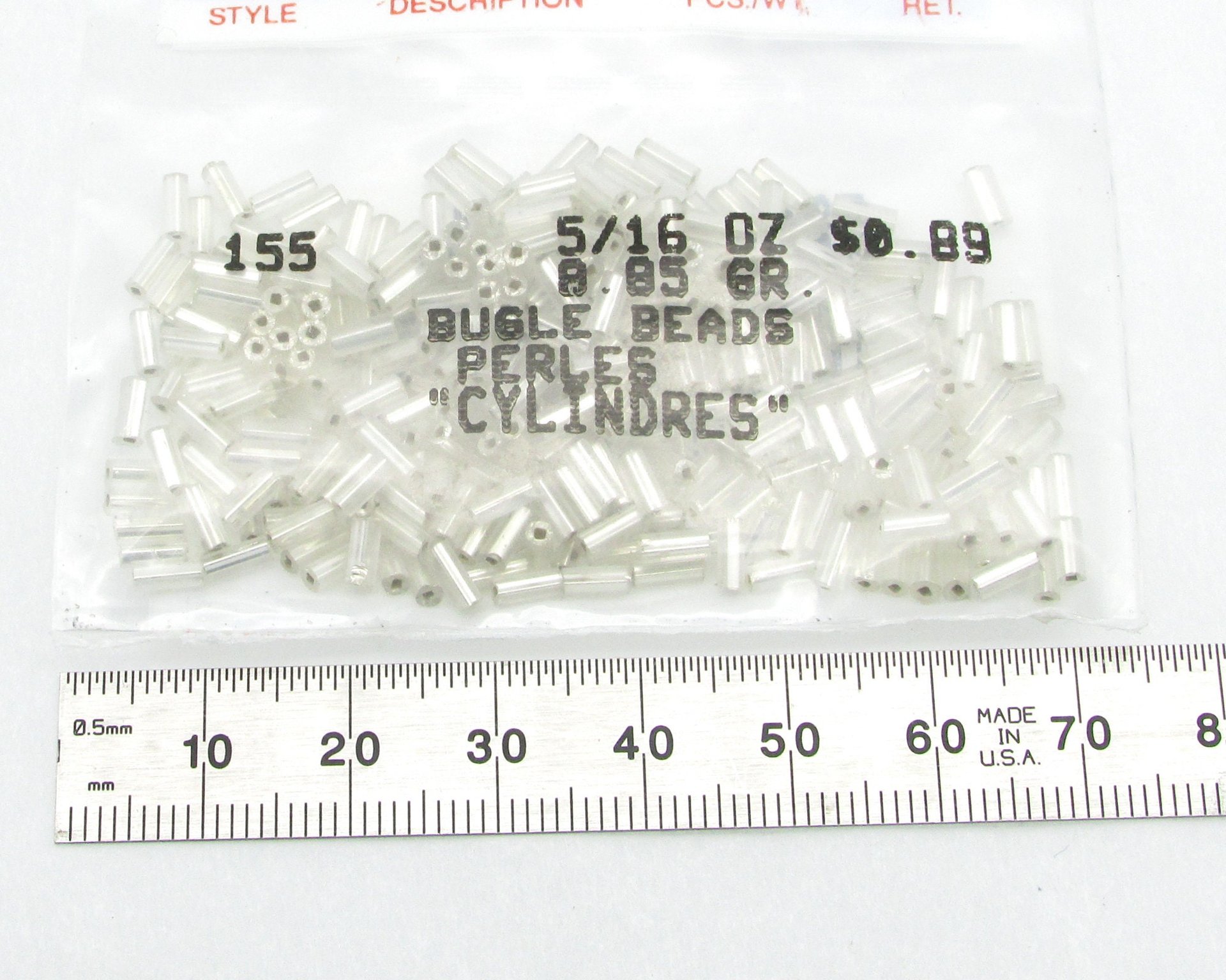 5mm Bugle Beads, Silver NIP Westrim Crafts, Vtg 80's (8.85g)