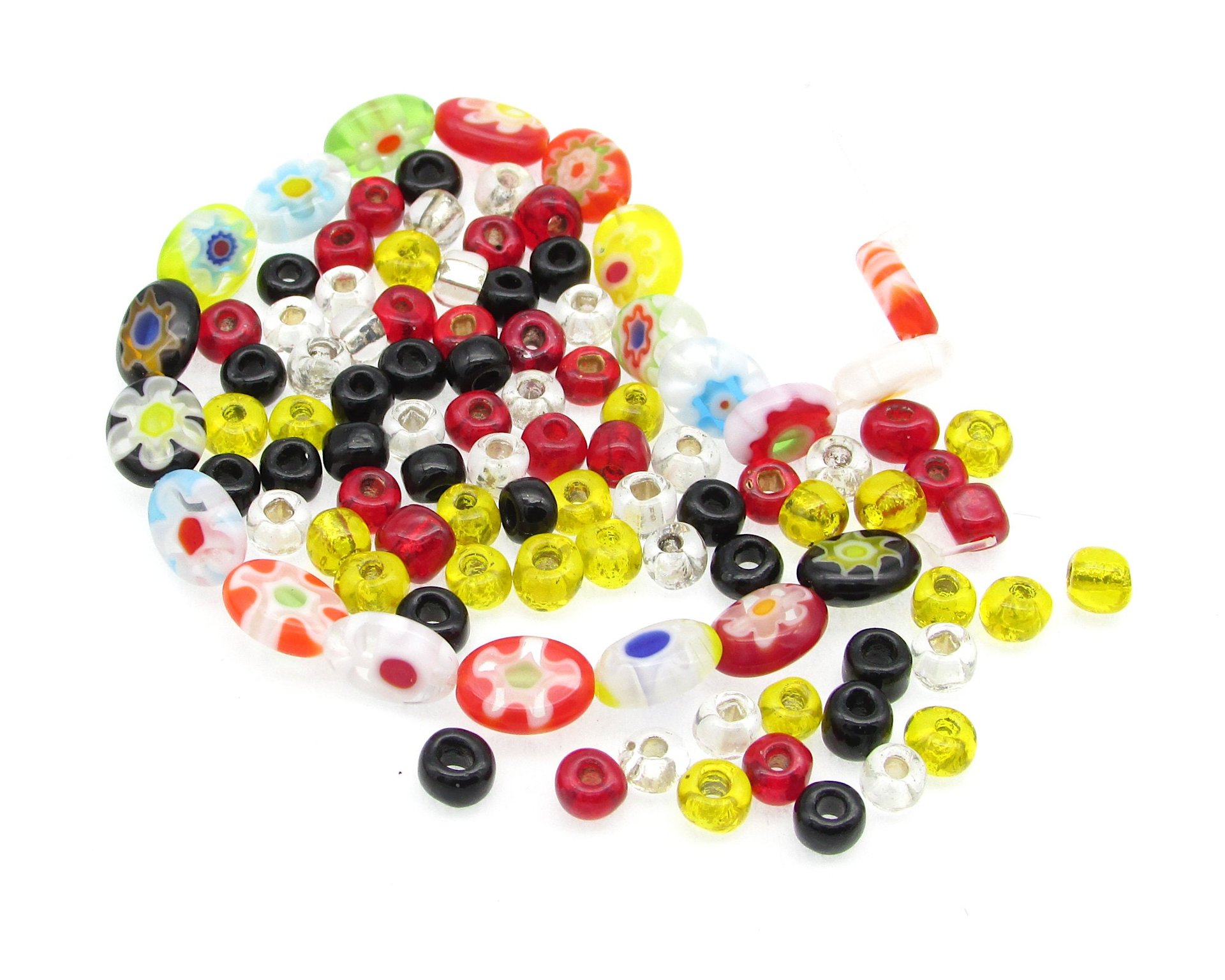 Glass Bead Mixed Lot, Flat Ovals and Seed Beads
