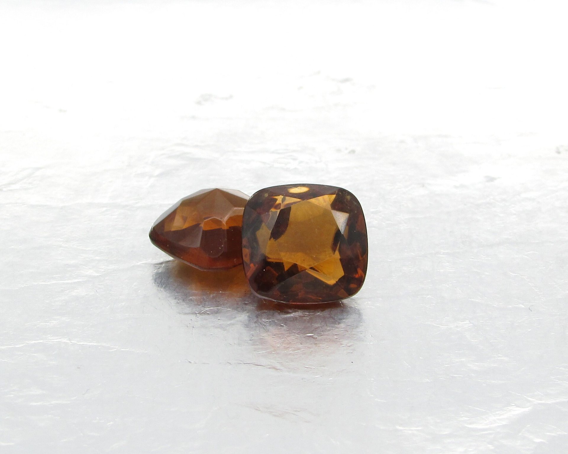 14mm Vintage Square Cushion Rhinestones, Unfoiled Dark Topaz (2)
