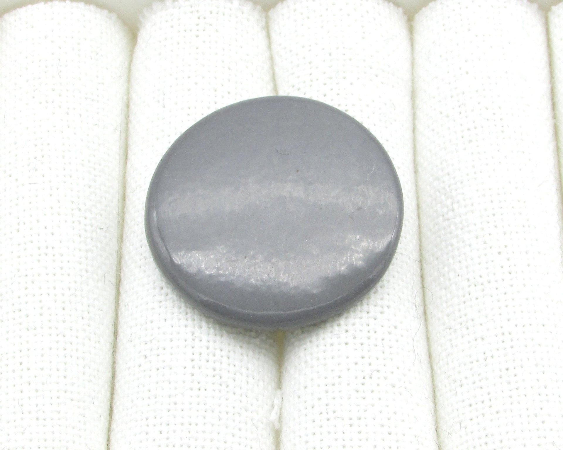 Vintage 32.5mm Porcelain Cabochon, Low Dome Opaque Gray Glazed Ceramic Blank