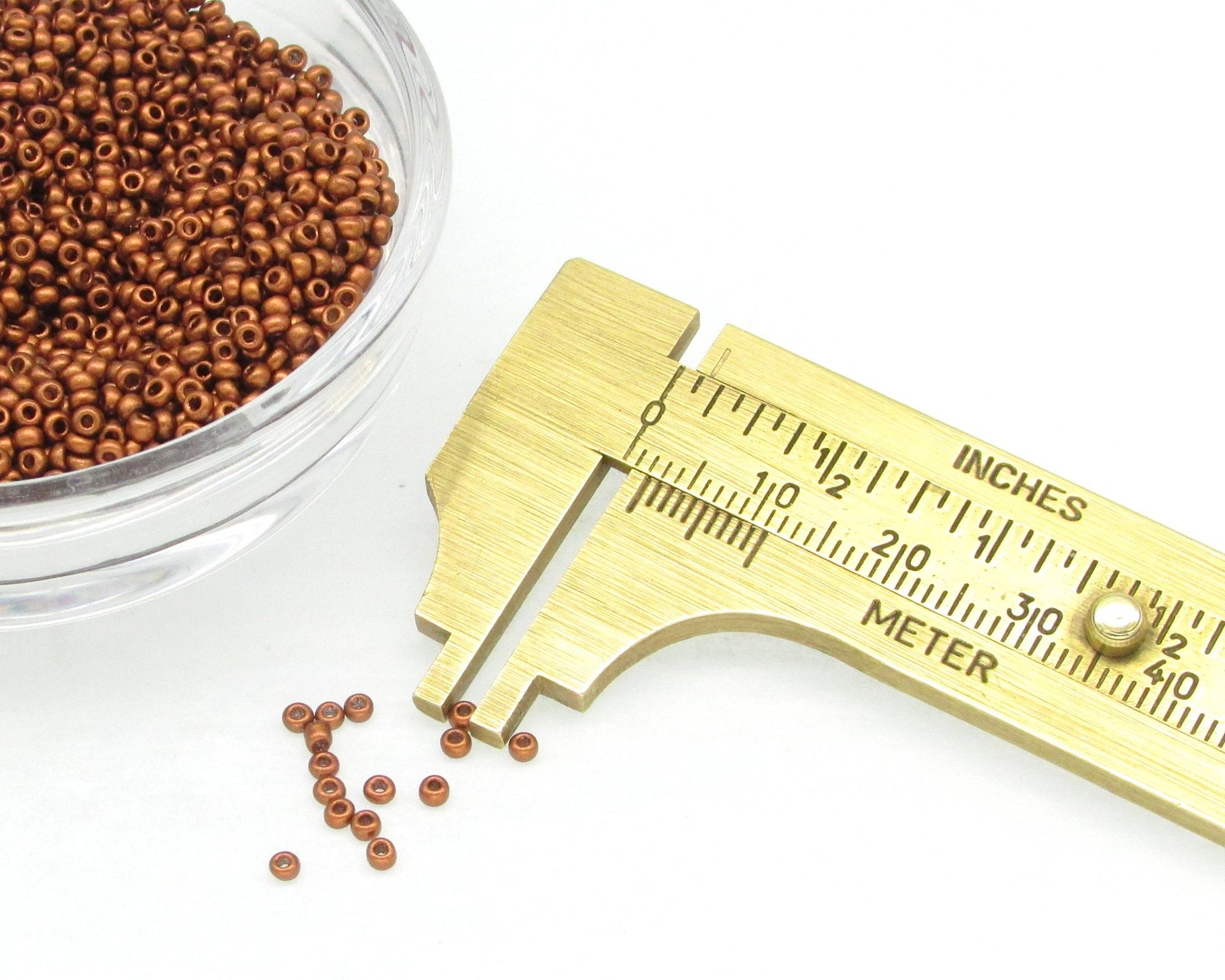 11/0 Seed Beads Matte Copper Metallic Czech Glass