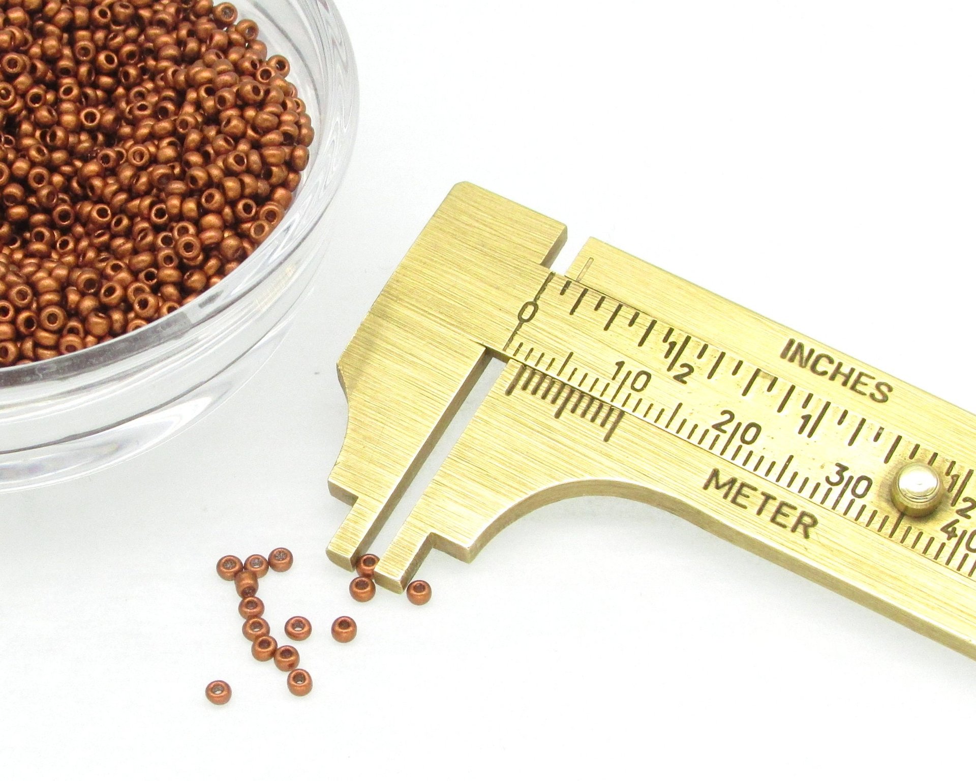 11/0 Seed Beads Matte Copper Metallic Czech Glass
