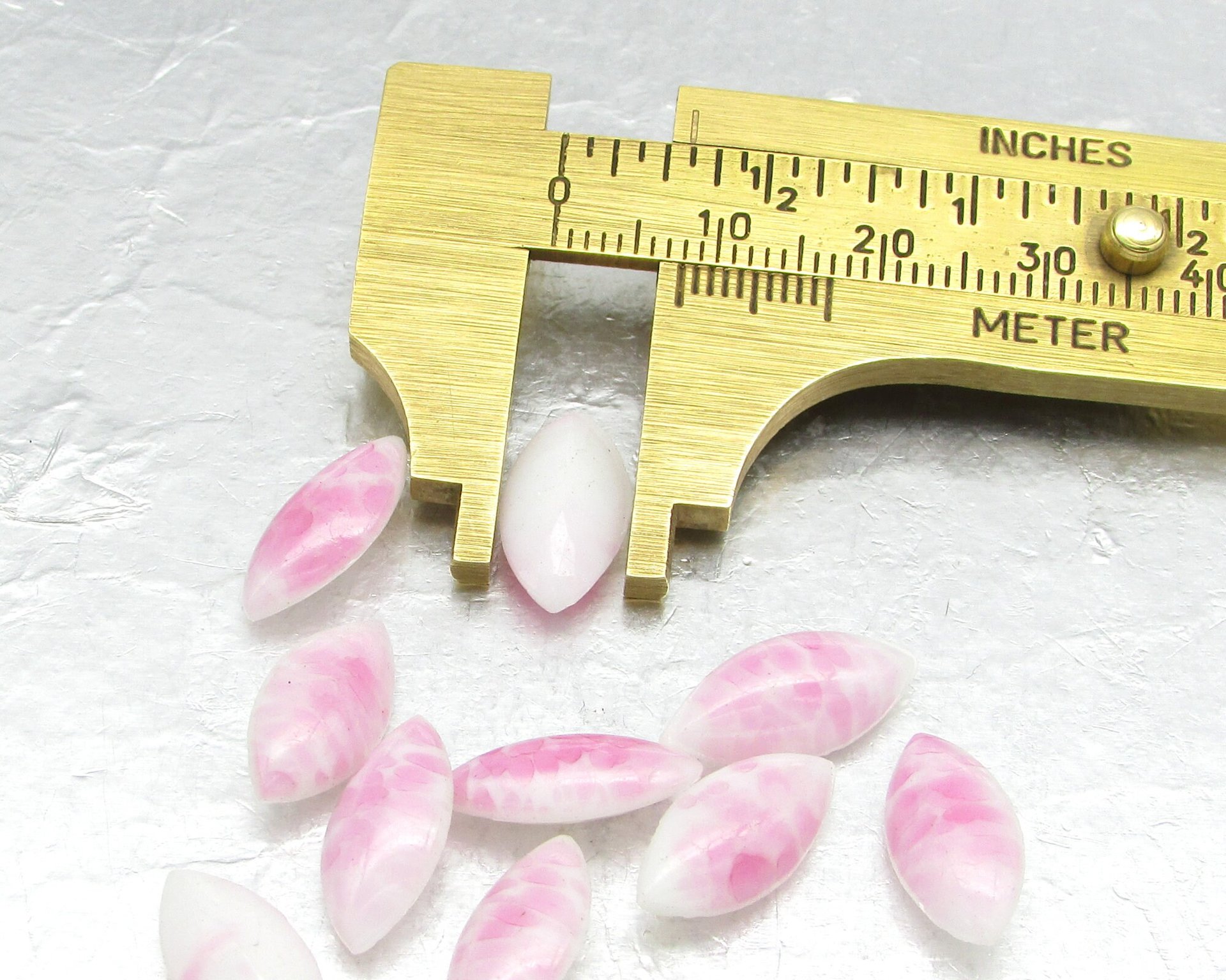 15x7mm Navette Rhinestones, Opaque Pink Vintage Point Back Glass Stones