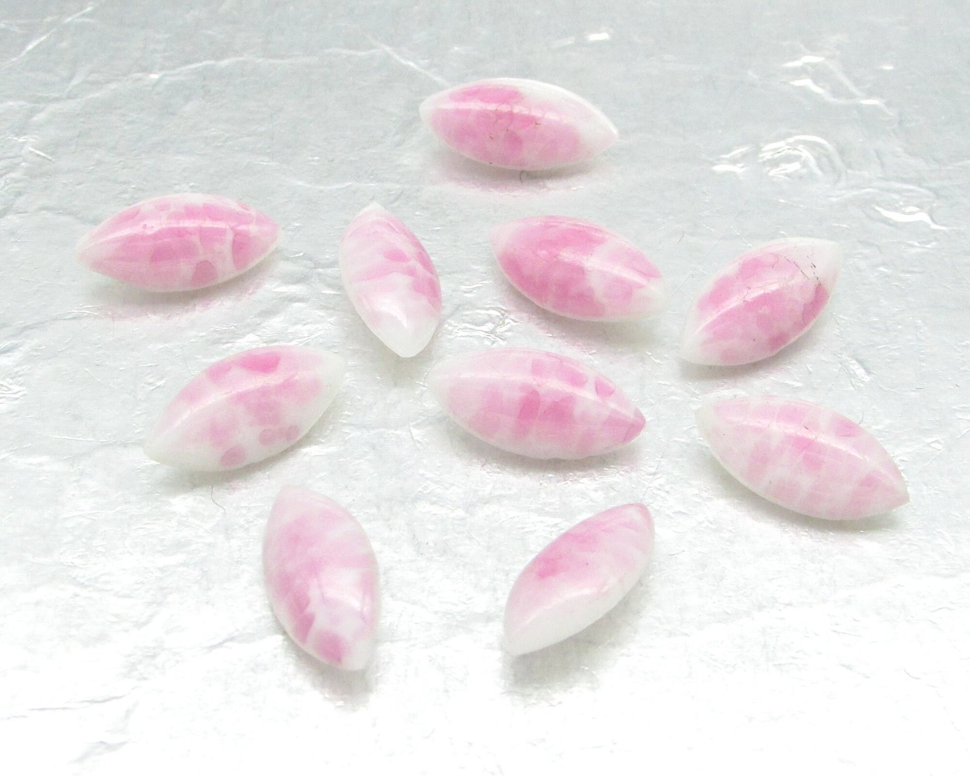 15x7mm Navette Rhinestones, Opaque Pink Vintage Point Back Glass Stones