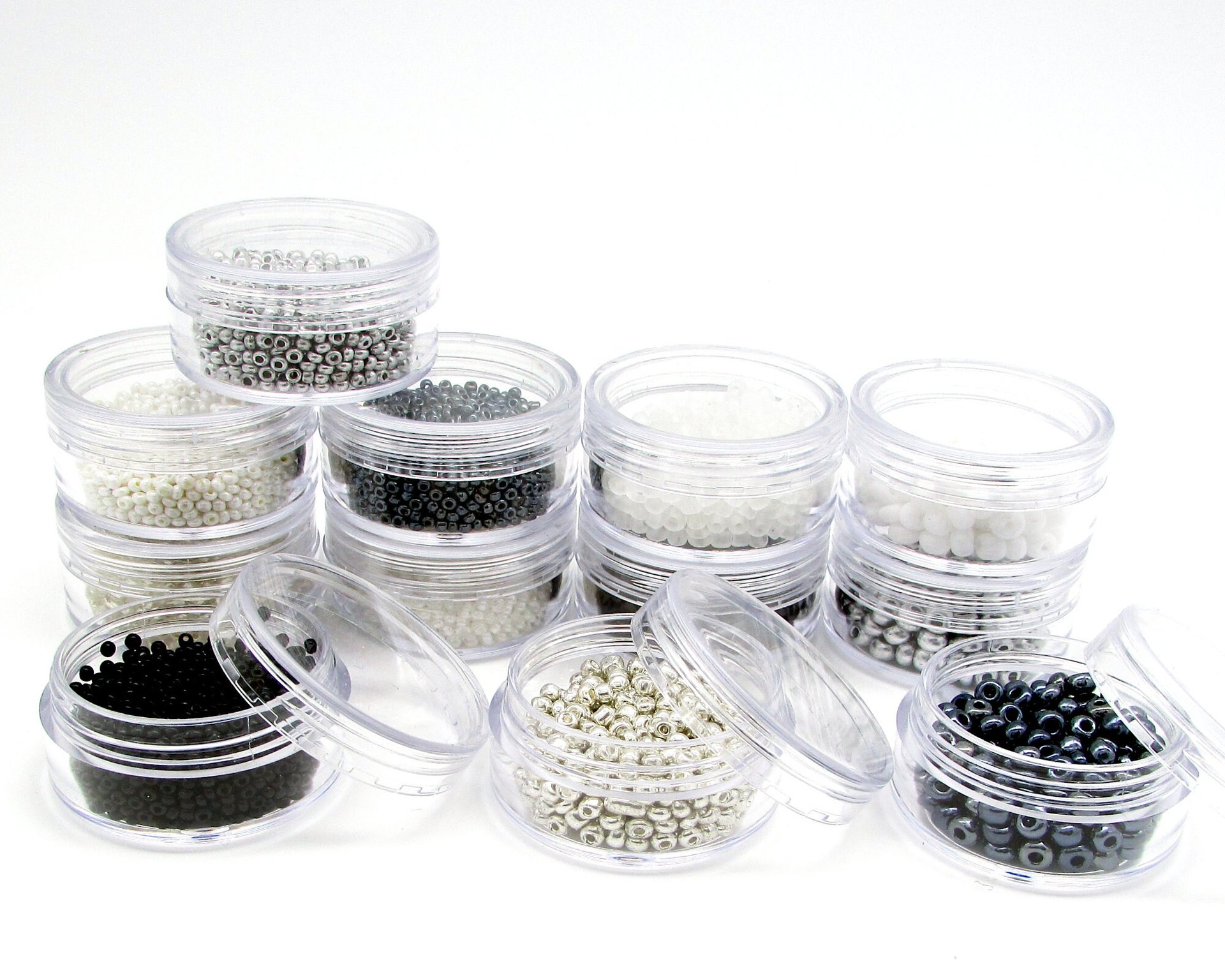 Seed Bead Assortment, Mini Rocaille Sampler Kit with 12 Neutral Shades