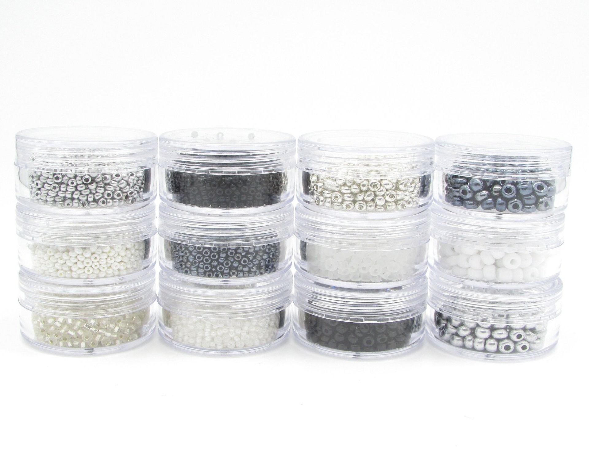 Seed Bead Assortment, Mini Rocaille Sampler Kit with 12 Neutral Shades
