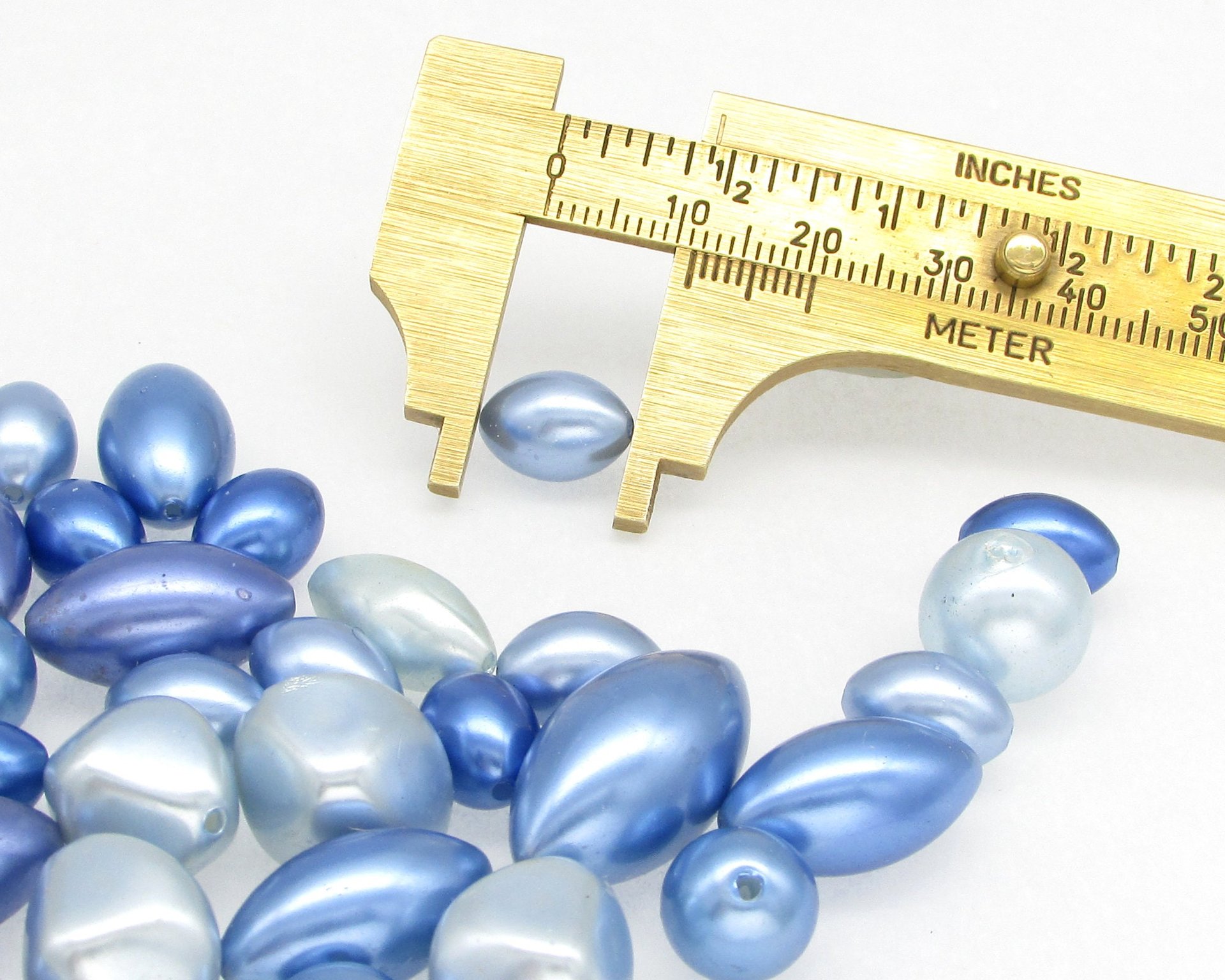 Vintage Bead Mix, 8-23mm Blue Faux Pearls