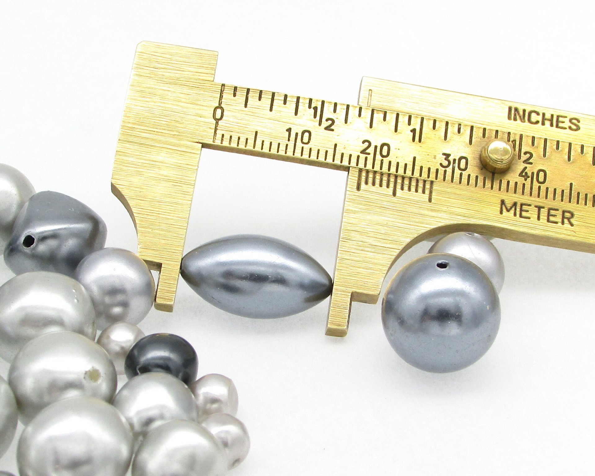 Vintage Bead Mix, Silver Plastic Faux Pearls