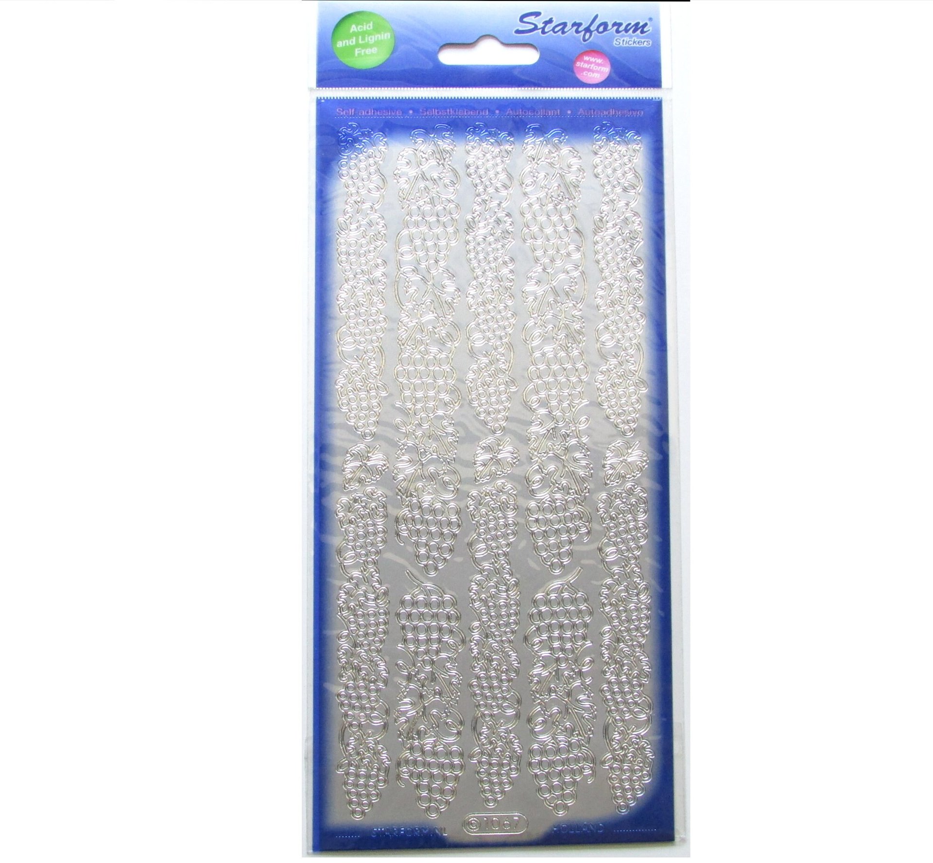 Grape Cluster Outline Stickers, Gold and Silver Metallic Set of 2 Starform 1067