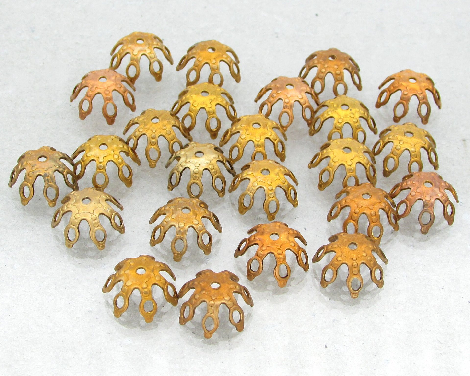 Raw Brass Bead Caps for 10-12mm Beads (24)