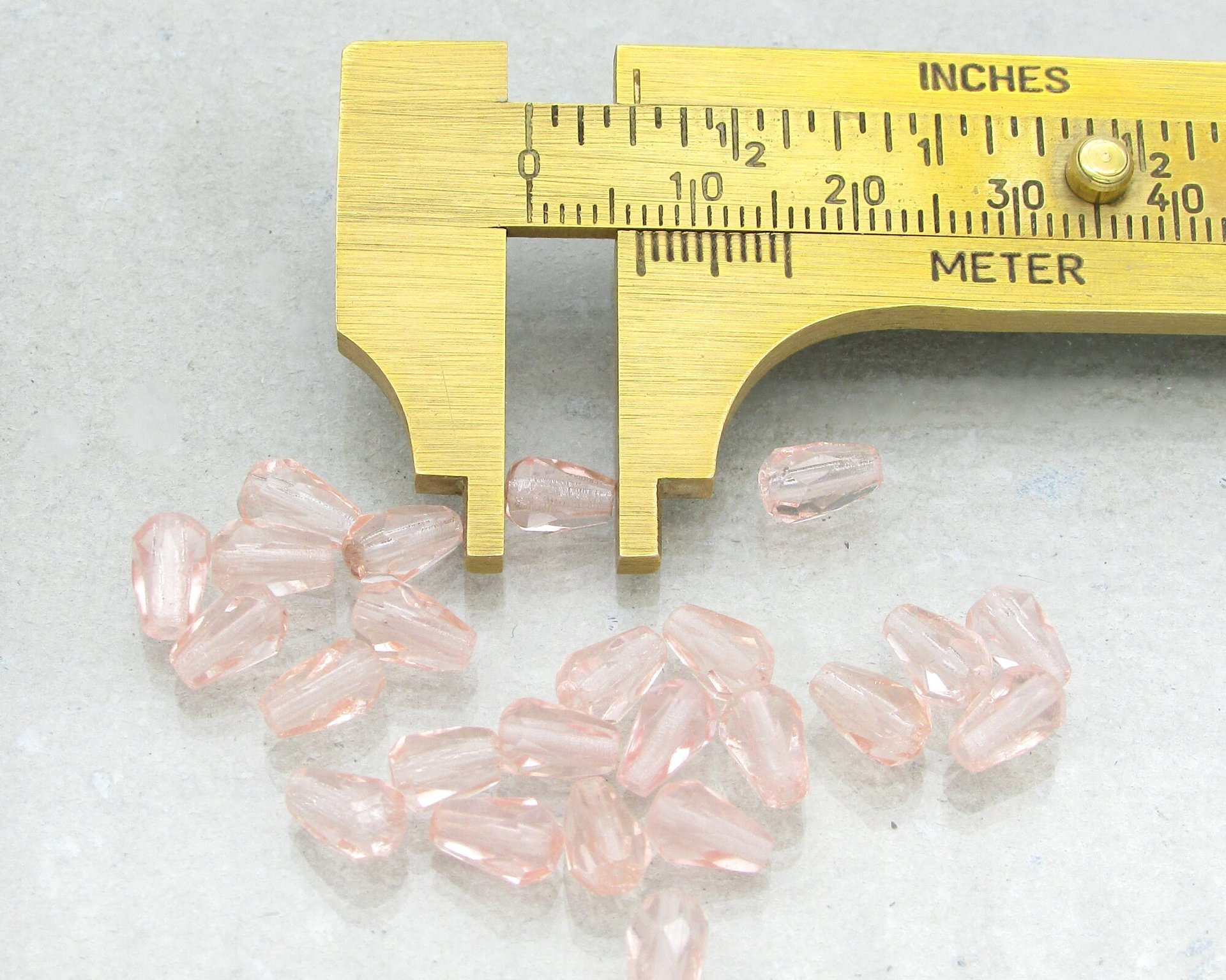 Rosaline 7x5mm Pear Beads, Pale Pink Faceted Teardrops, Czech Fire Polished Glass Droplets