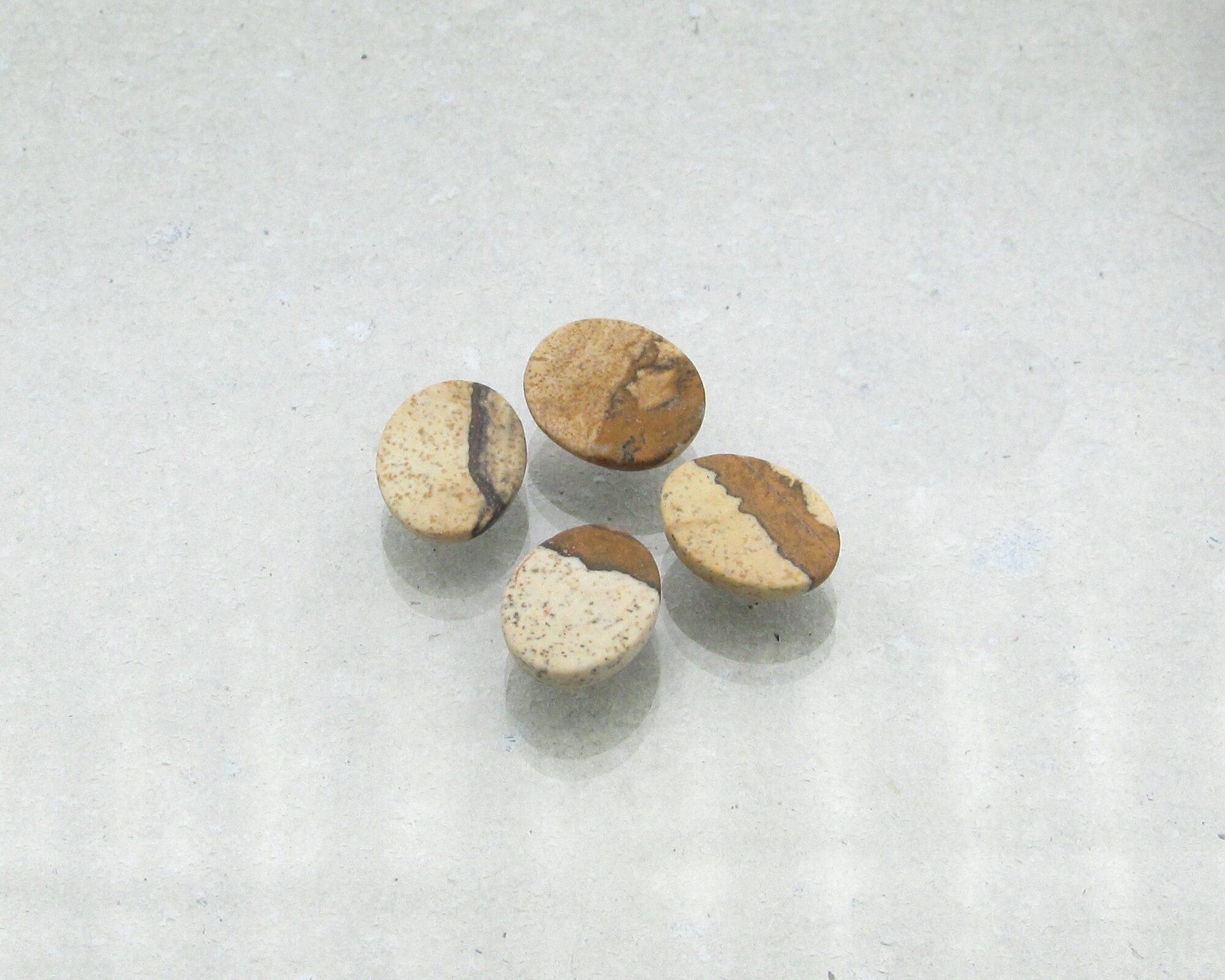 Matte Picture Jasper Ovals, 10x8mm Cabochons (4)