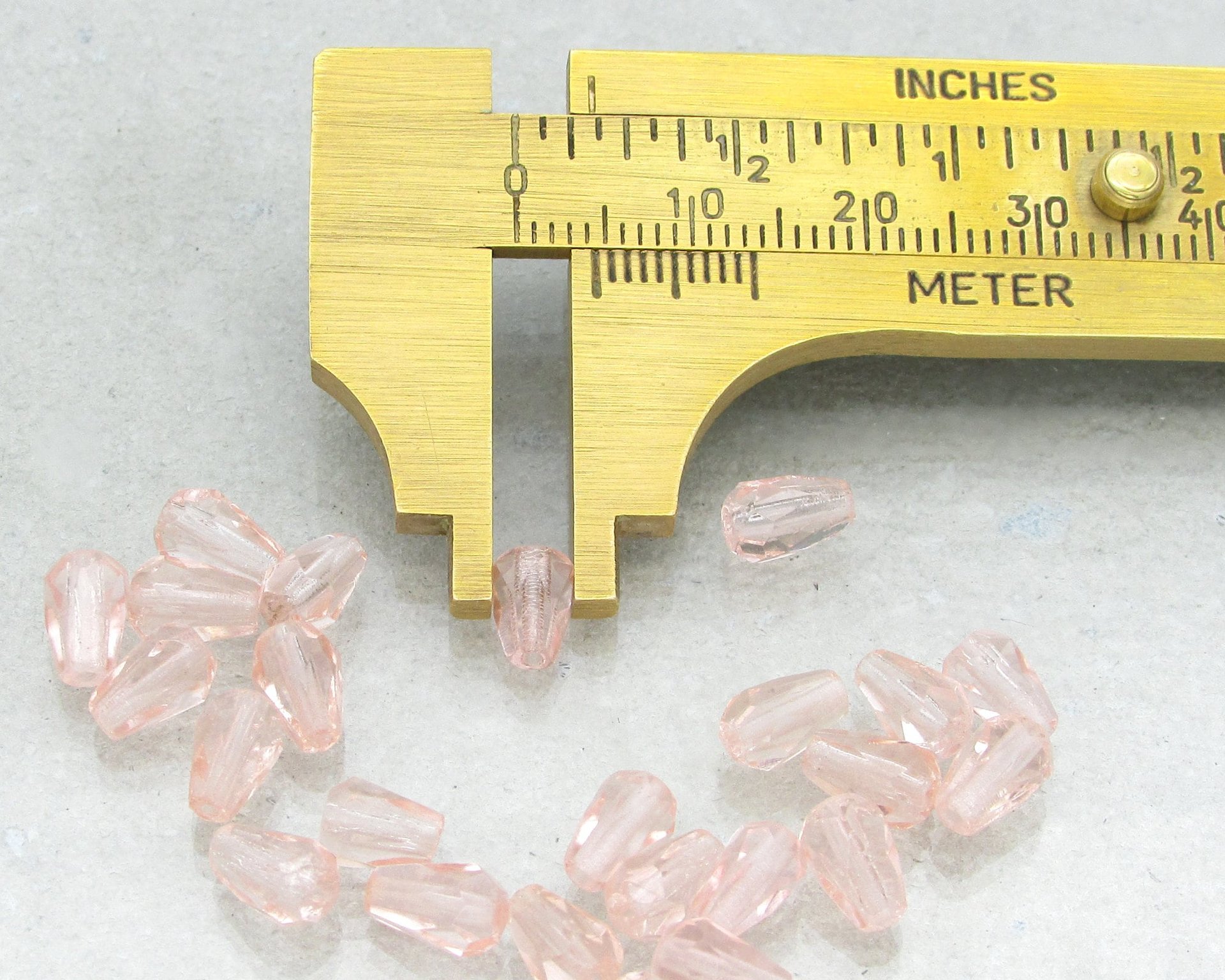 Rosaline 7x5mm Pear Beads, Pale Pink Faceted Teardrops, Czech Fire Polished Glass Droplets